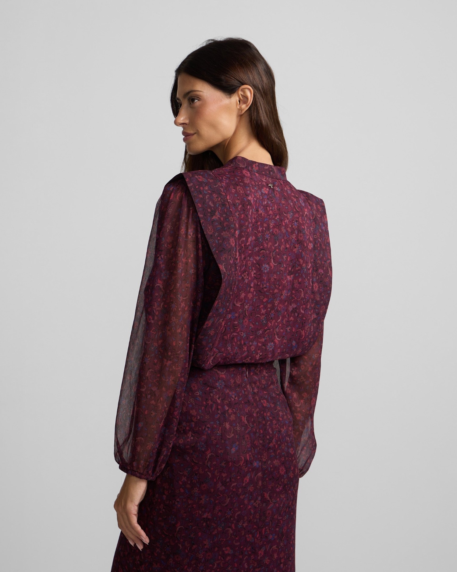 Blusa estampado flores granate - Silbon - Burdeos Burdeos-2
