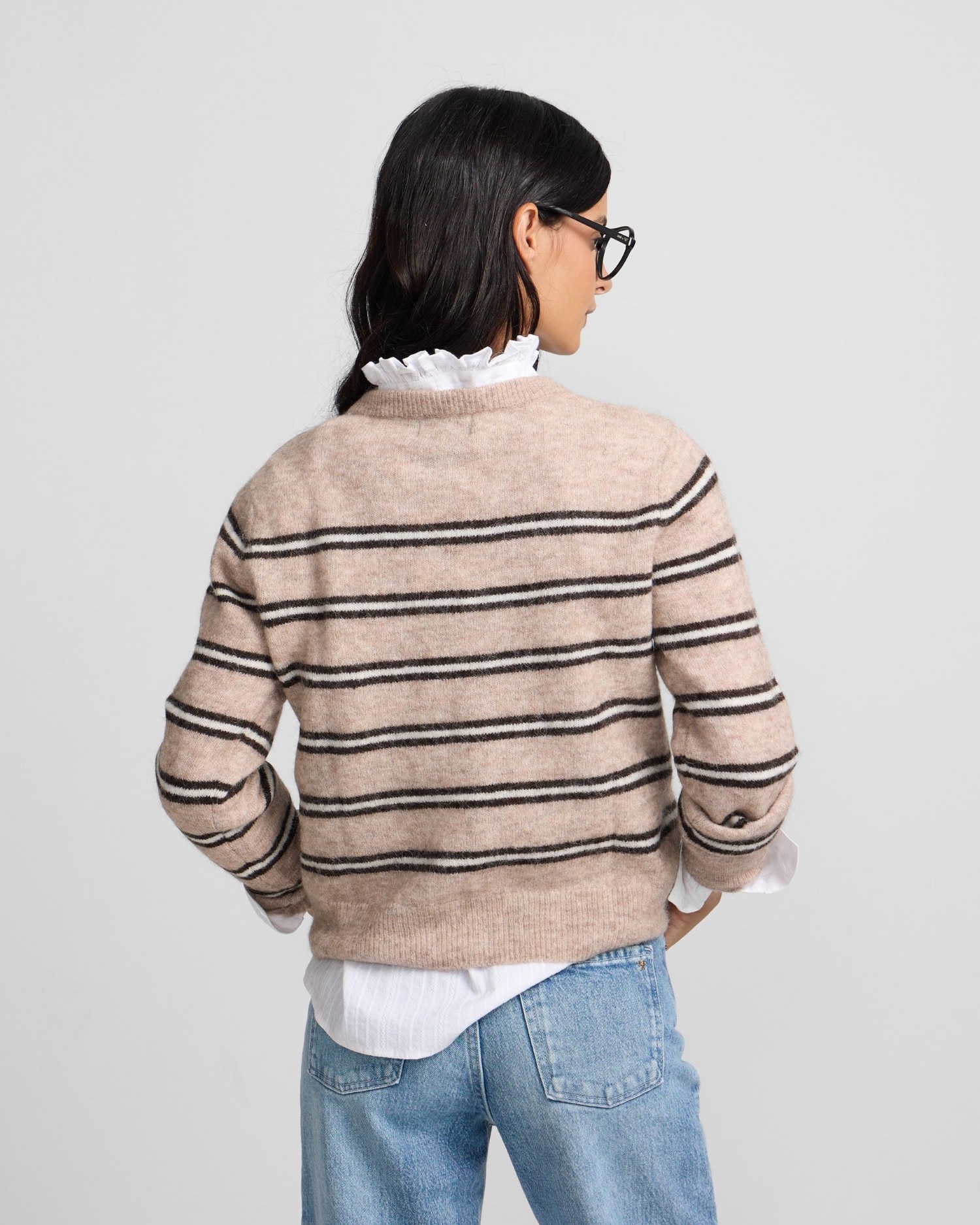 Jersey botones rayas - Silbon - Beige Beige-2