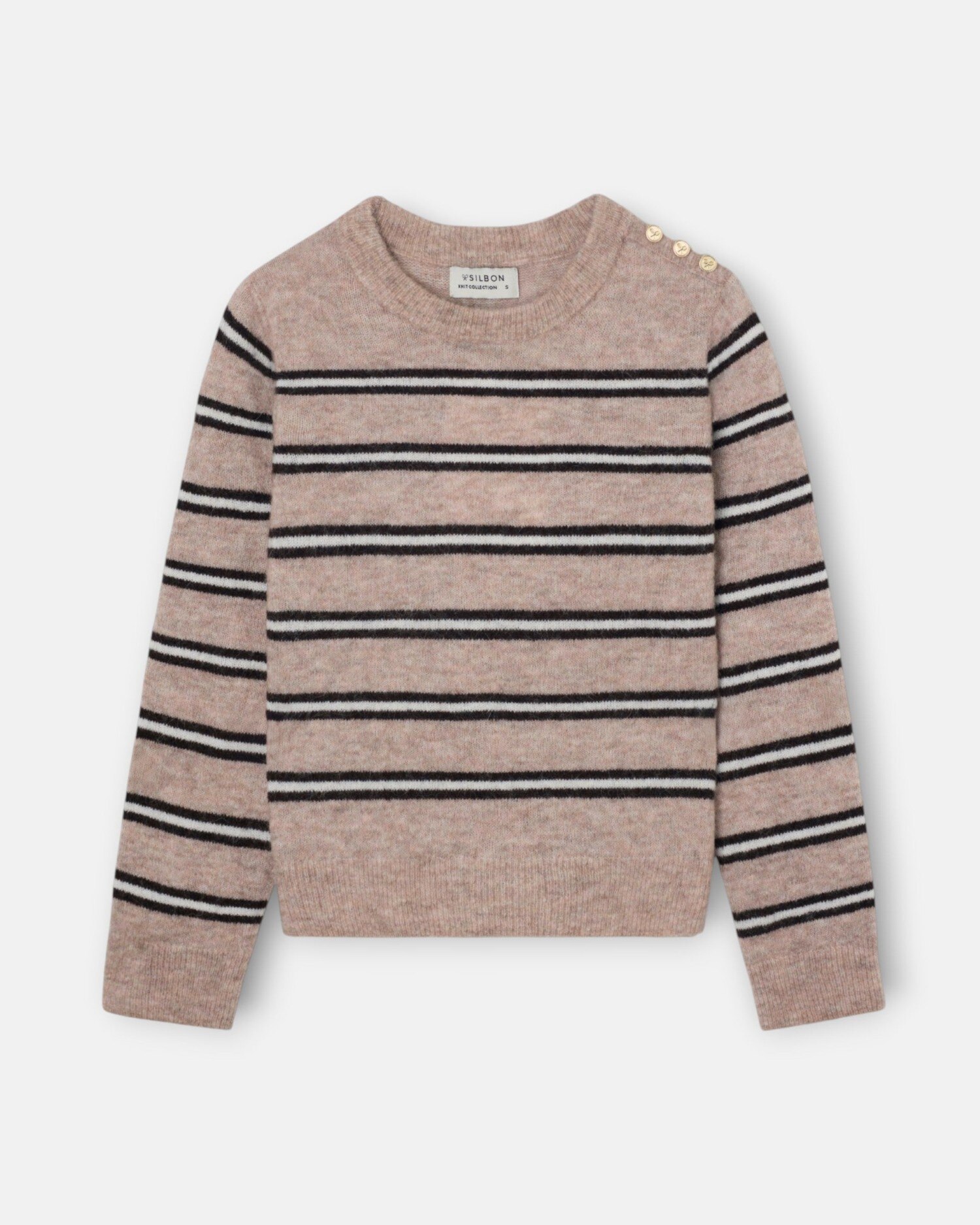 Jersey botones rayas - Silbon - Beige Beige-5