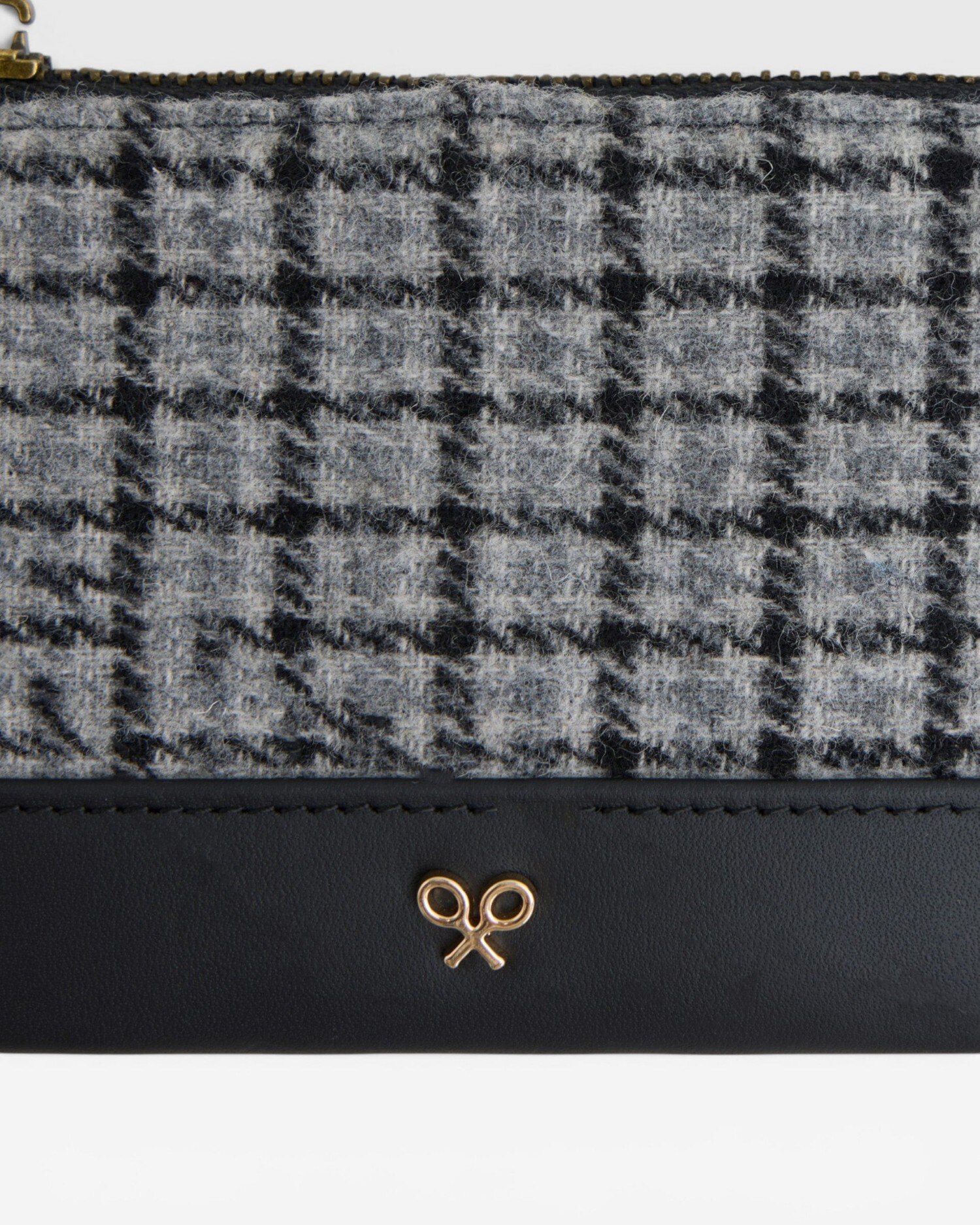 Monedero pequeño de mujer de cuadros con cremallera - Silbon - Gris Gris-3