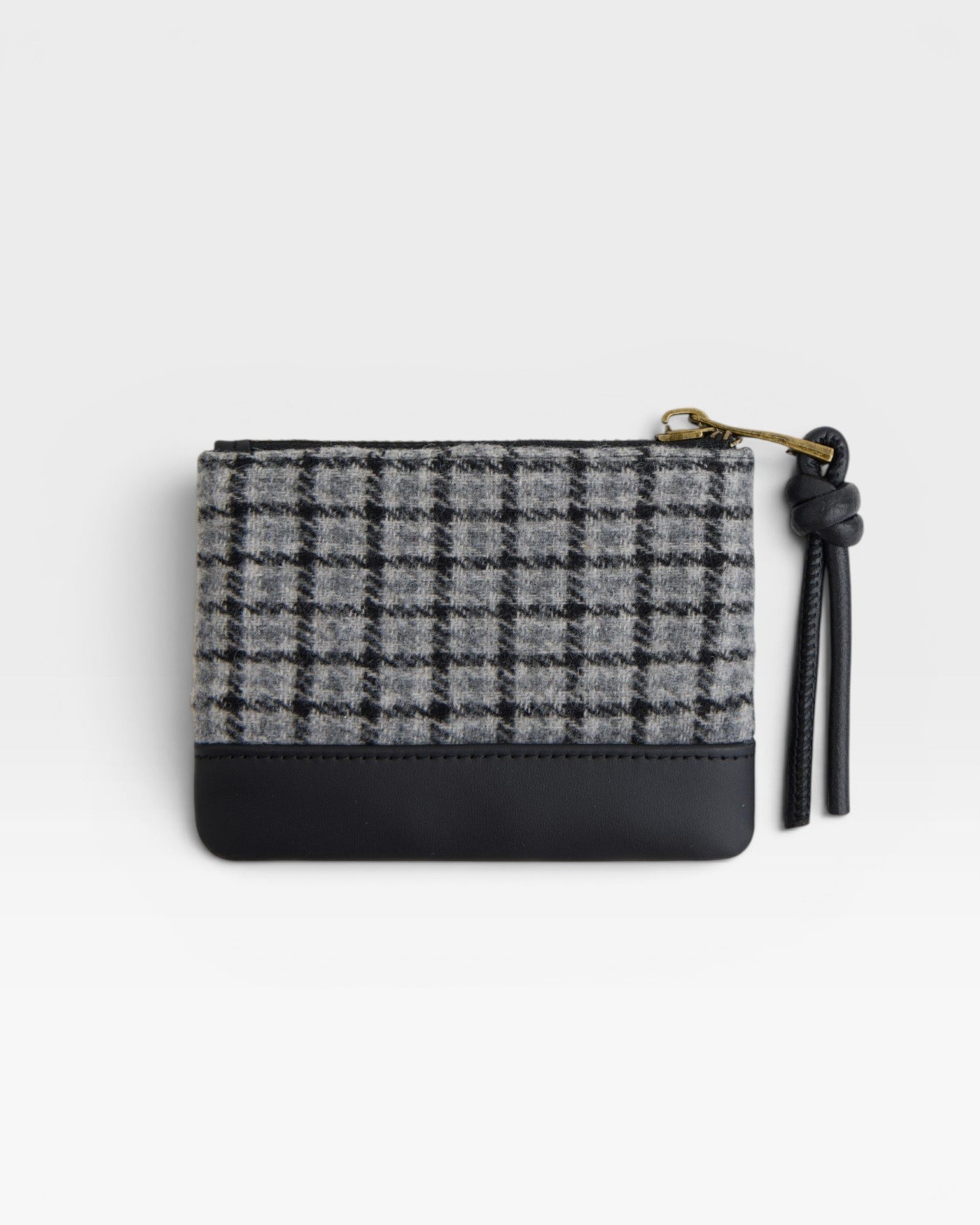 Monedero pequeño de mujer de cuadros con cremallera - Silbon - Gris Gris-2