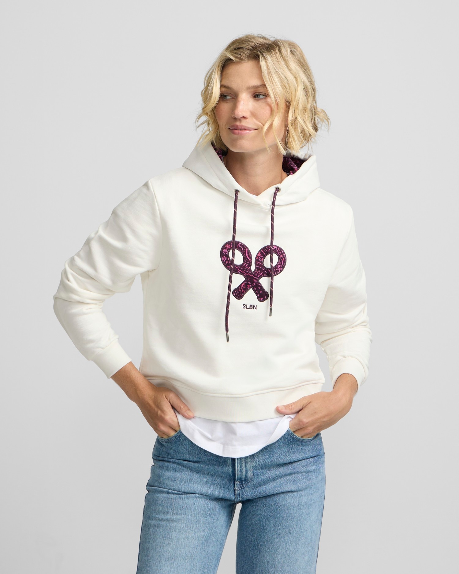 Sudadera capucha raqueta estampado - Silbon - Burdeos Burdeos-1
