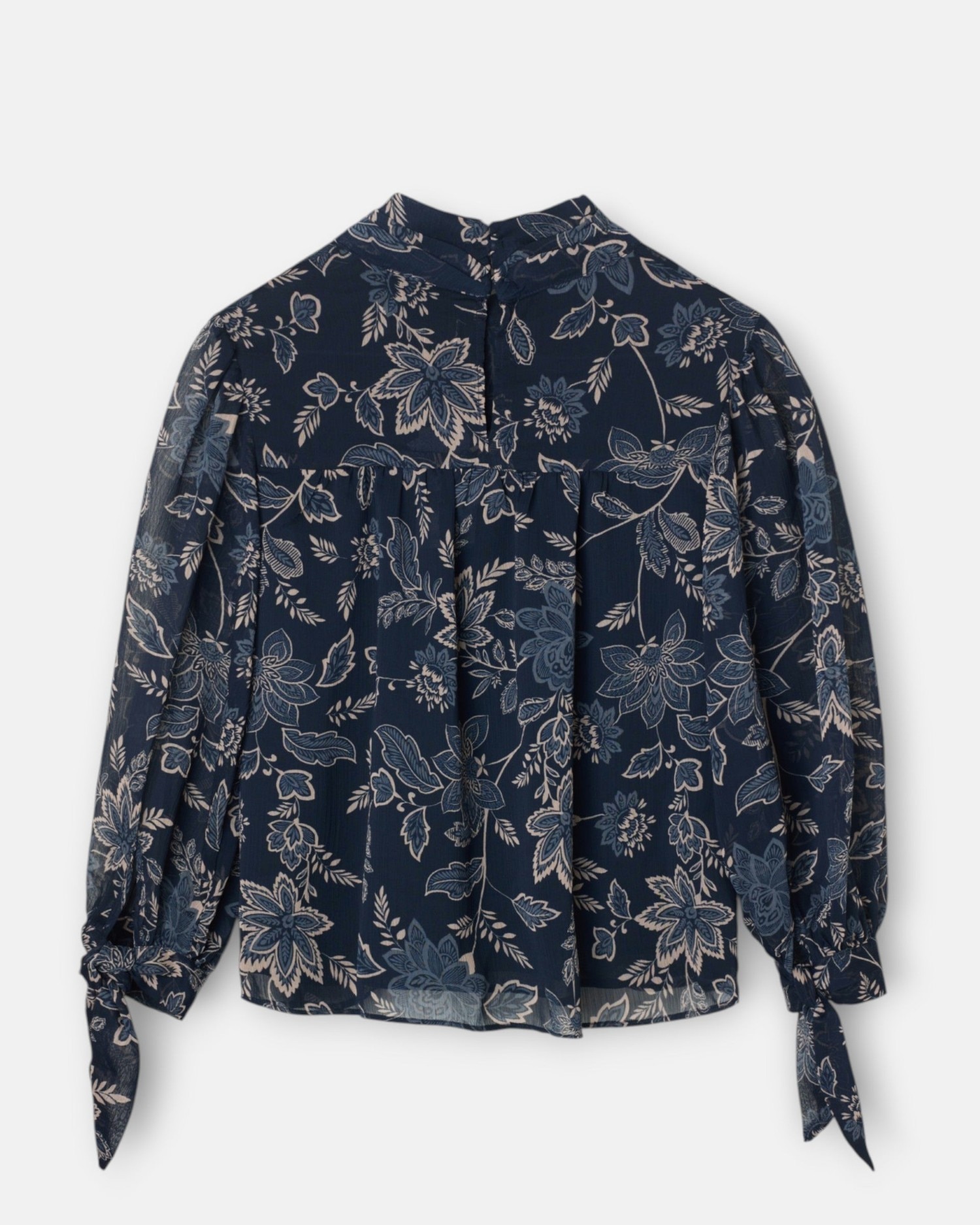 Blusa manga lazada estampado flores - Silbon - Azul marino Azul marino-4