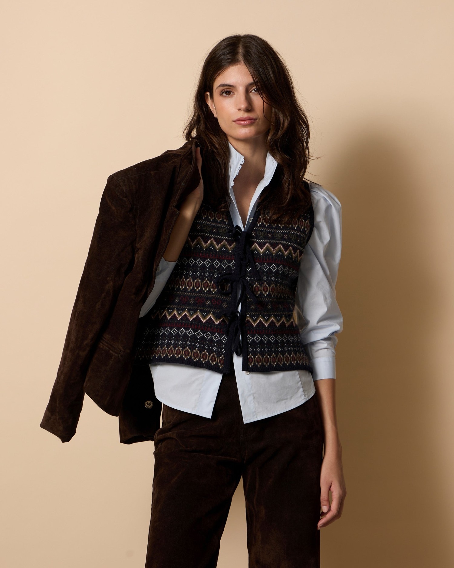 Imagen 1 de Chaleco unique punto jacquard lazos Azul marino
