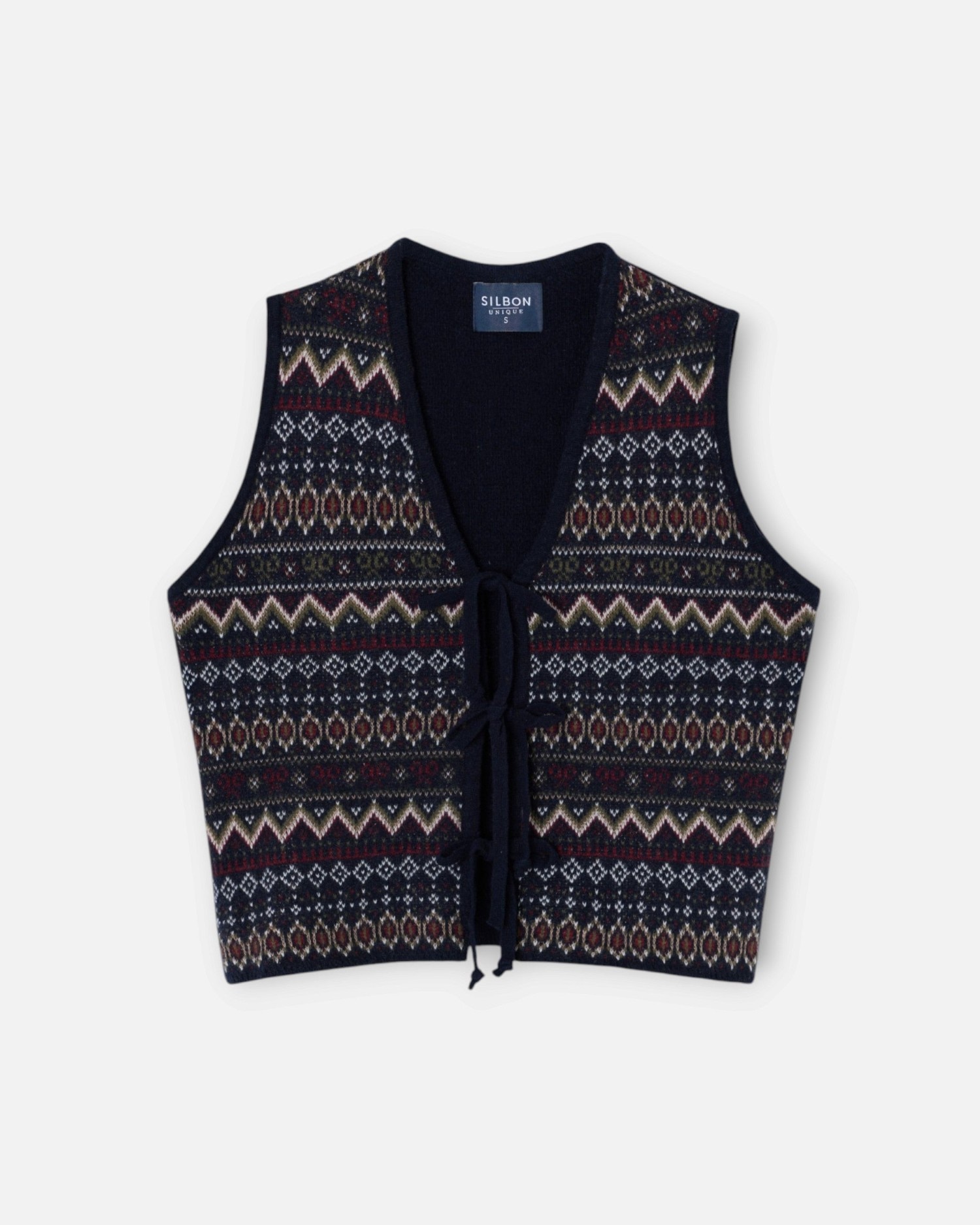 Imagen 5 de Chaleco unique punto jacquard lazos - Silbon - Azul marino Azul marino