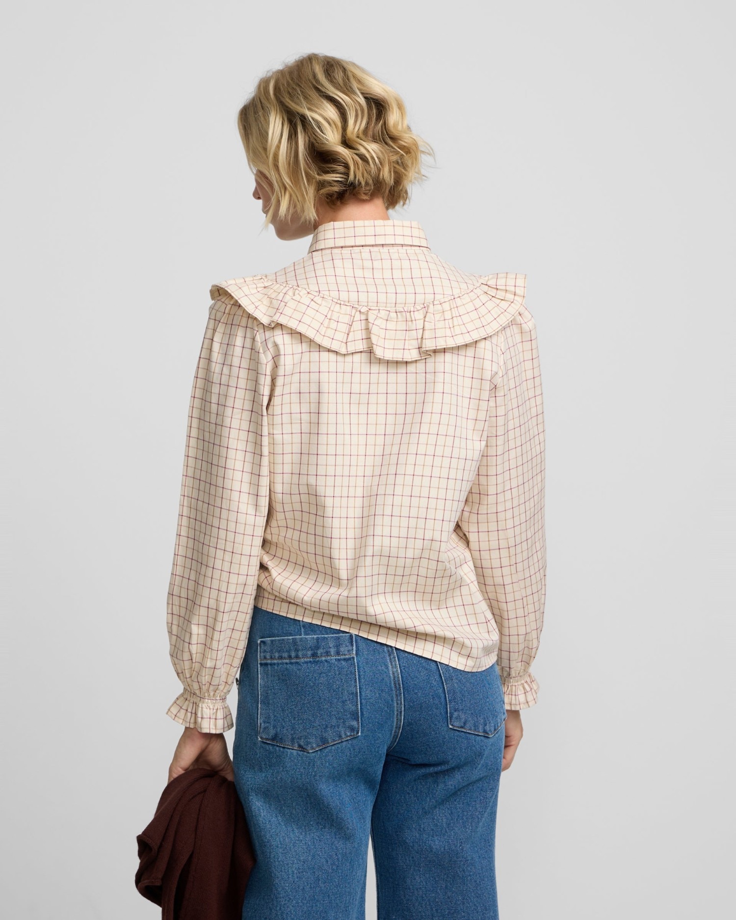 Camisa volantes cuadros - Silbon - Beige Beige-2