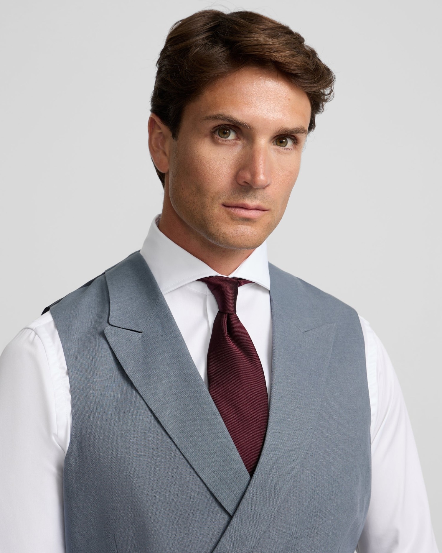 Chaleco de chaqué de hombre con doble botonadura - Silbon - Azul grisáceo Azul grisáceo-3