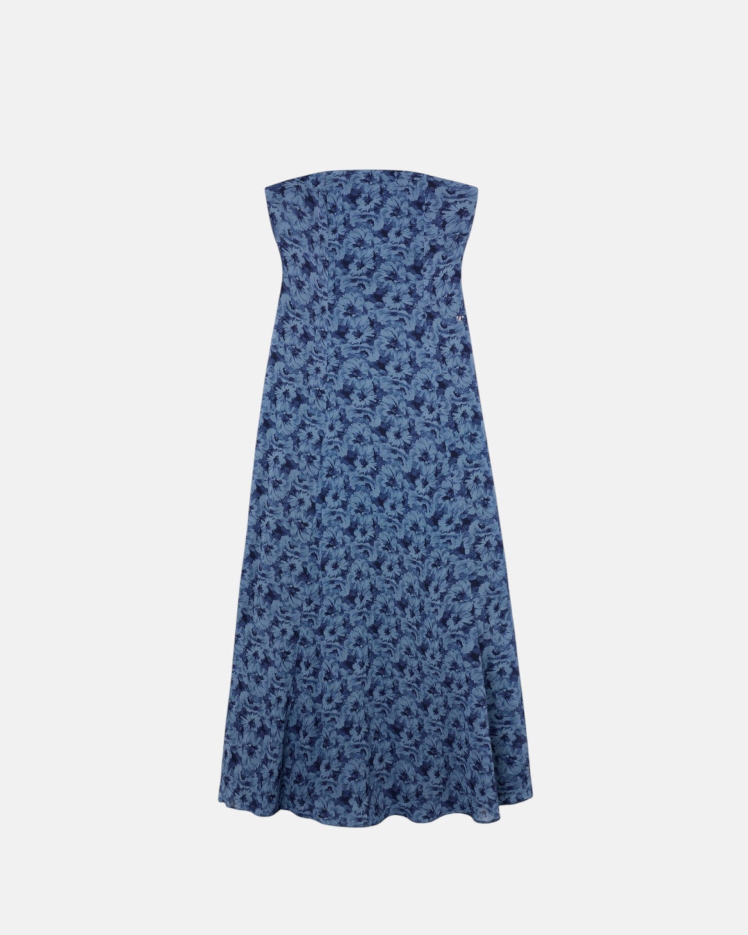 Vestido largo palabra de honor flores - Silbon - Azul Azul-5