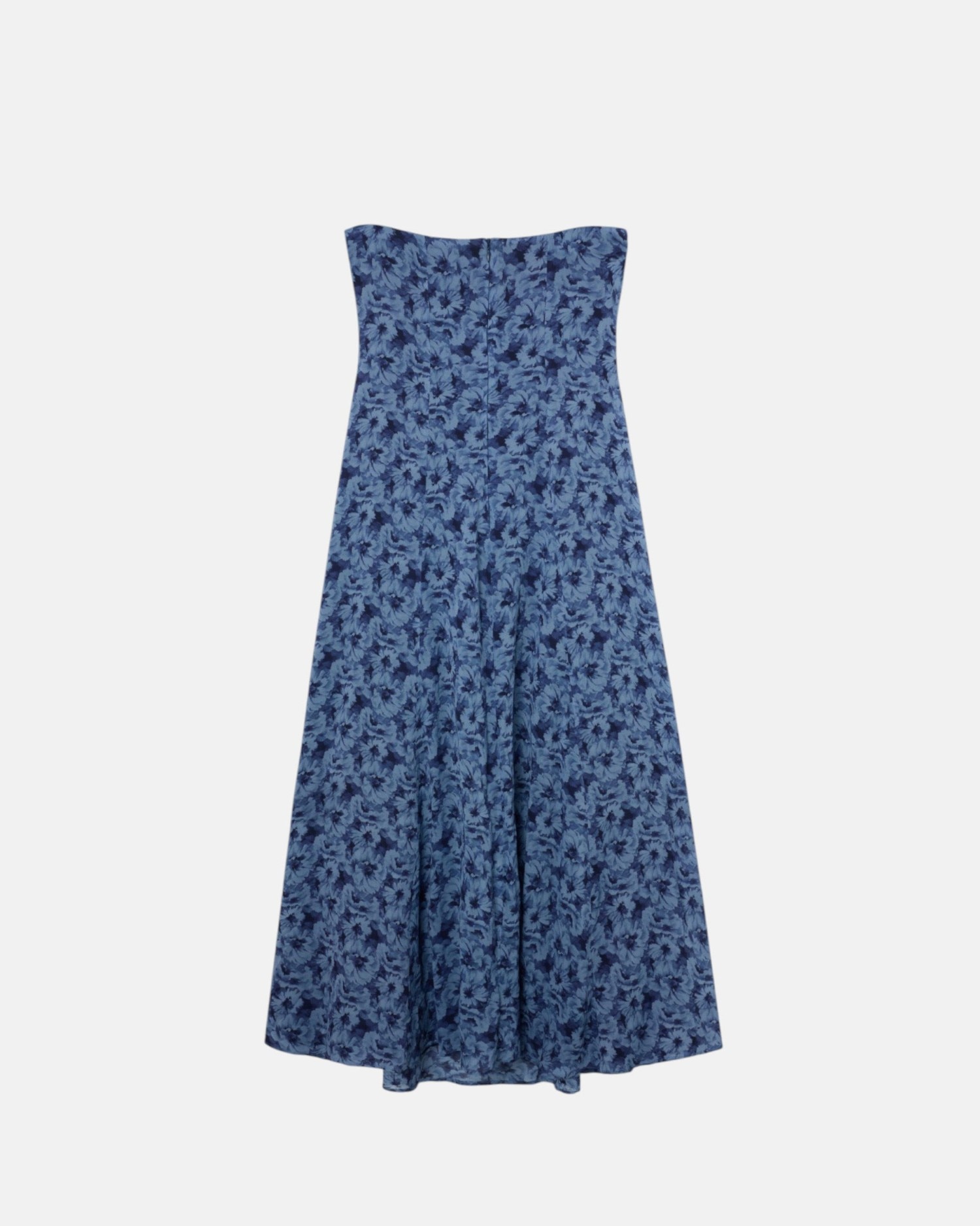 Vestido largo palabra de honor flores - Silbon - Azul Azul-4
