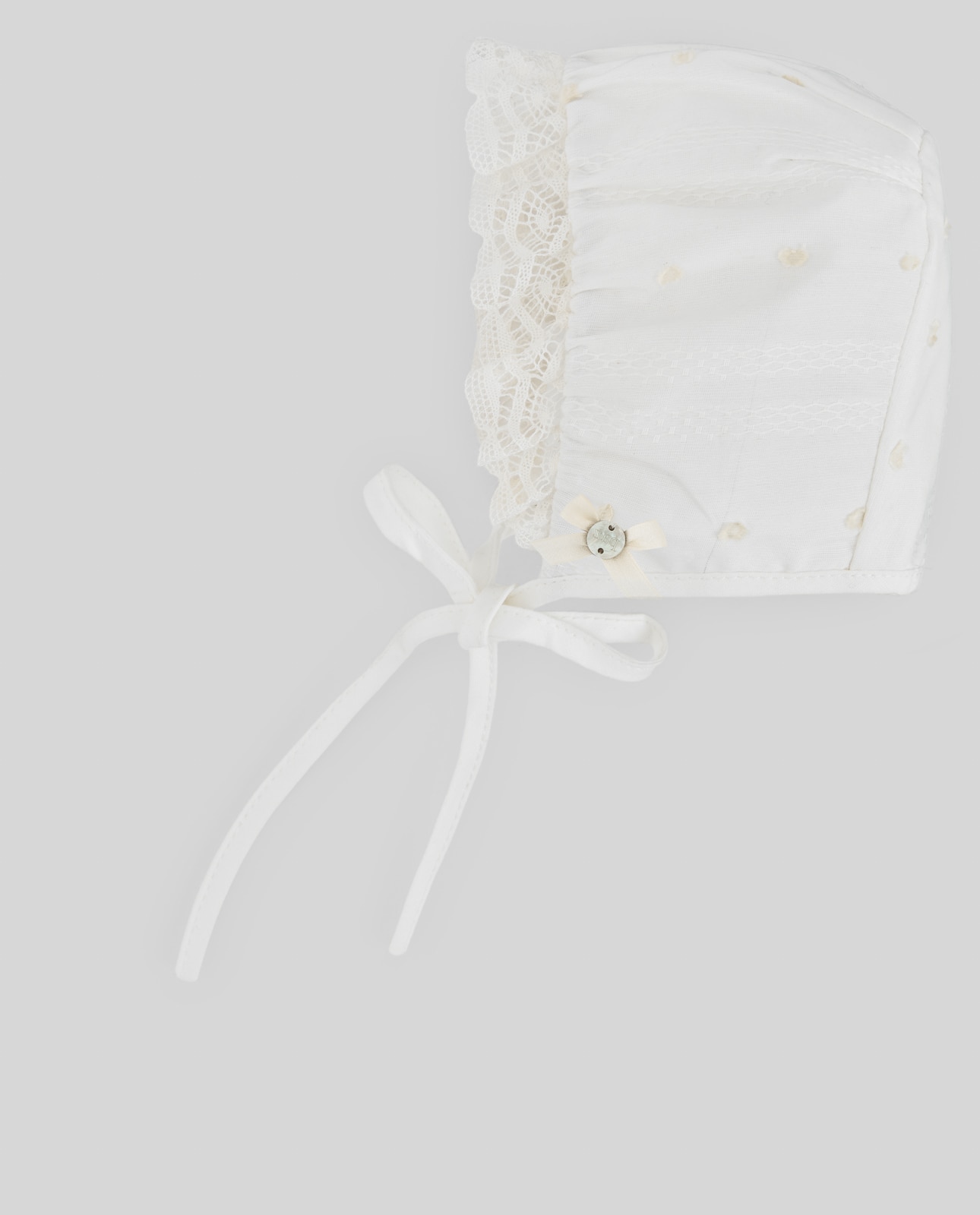 Capota unisex de tela con puntilla y bordados colección Paz - PAZ Rodríguez - Crudo Crudo-2