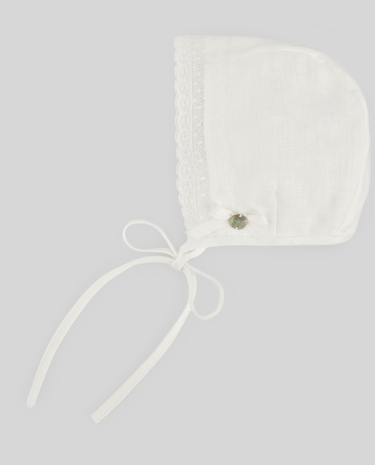 Capota unisex de lino con puntilla colección Alegra - PAZ Rodríguez - Crudo Crudo-2