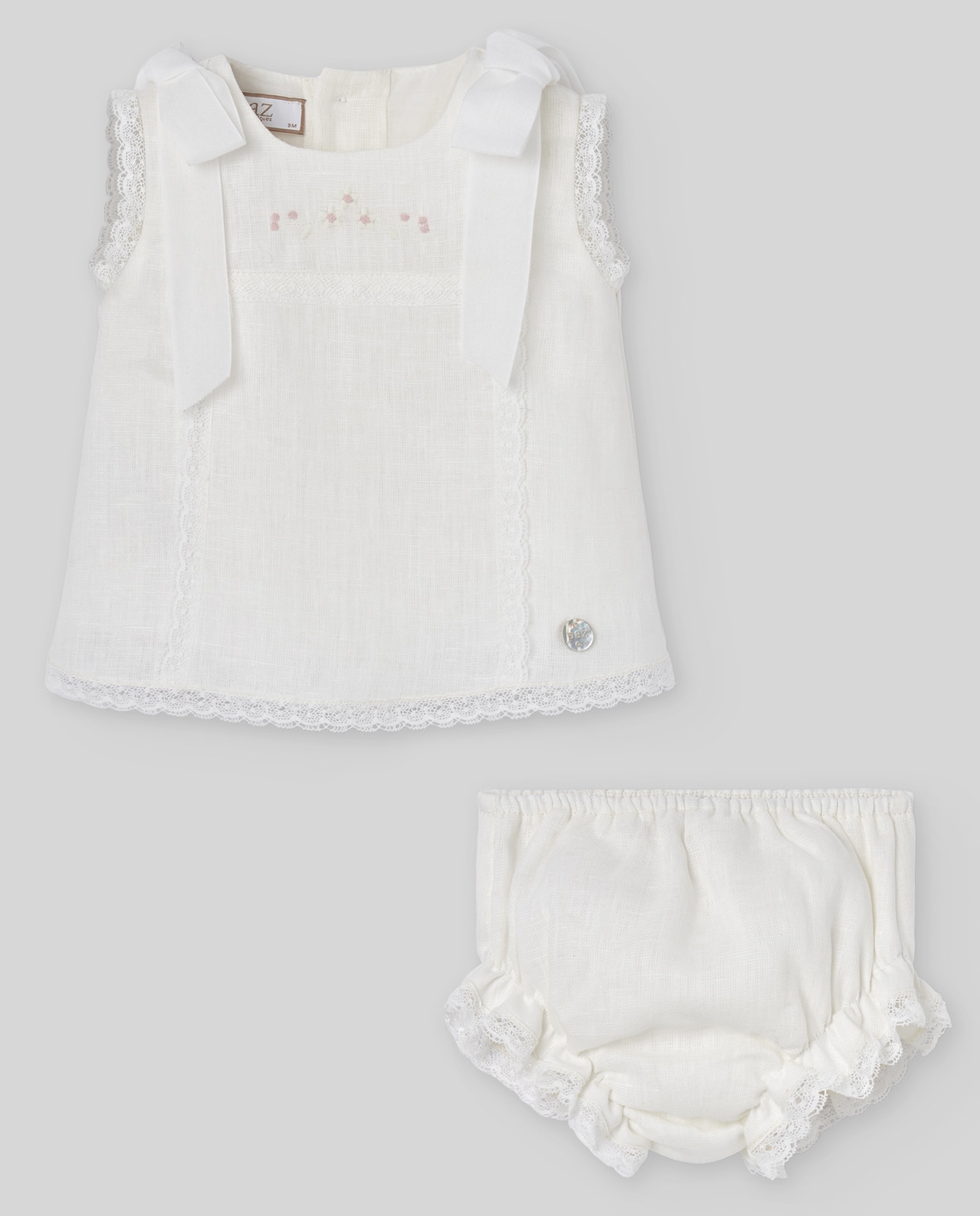 Imagen 0 de Conjunto de vestido corto con braguita para bebé colección alegra Crudo