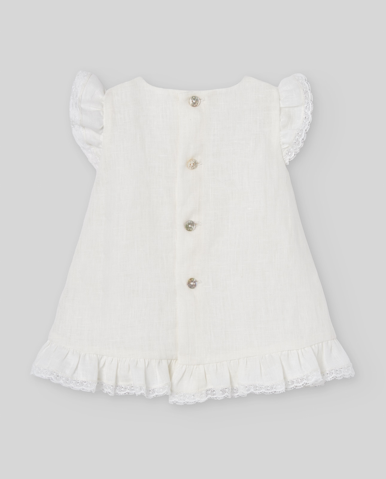 Vestido de bebé en lino con bordado floral colección Alegra - Crudo Crudo-2