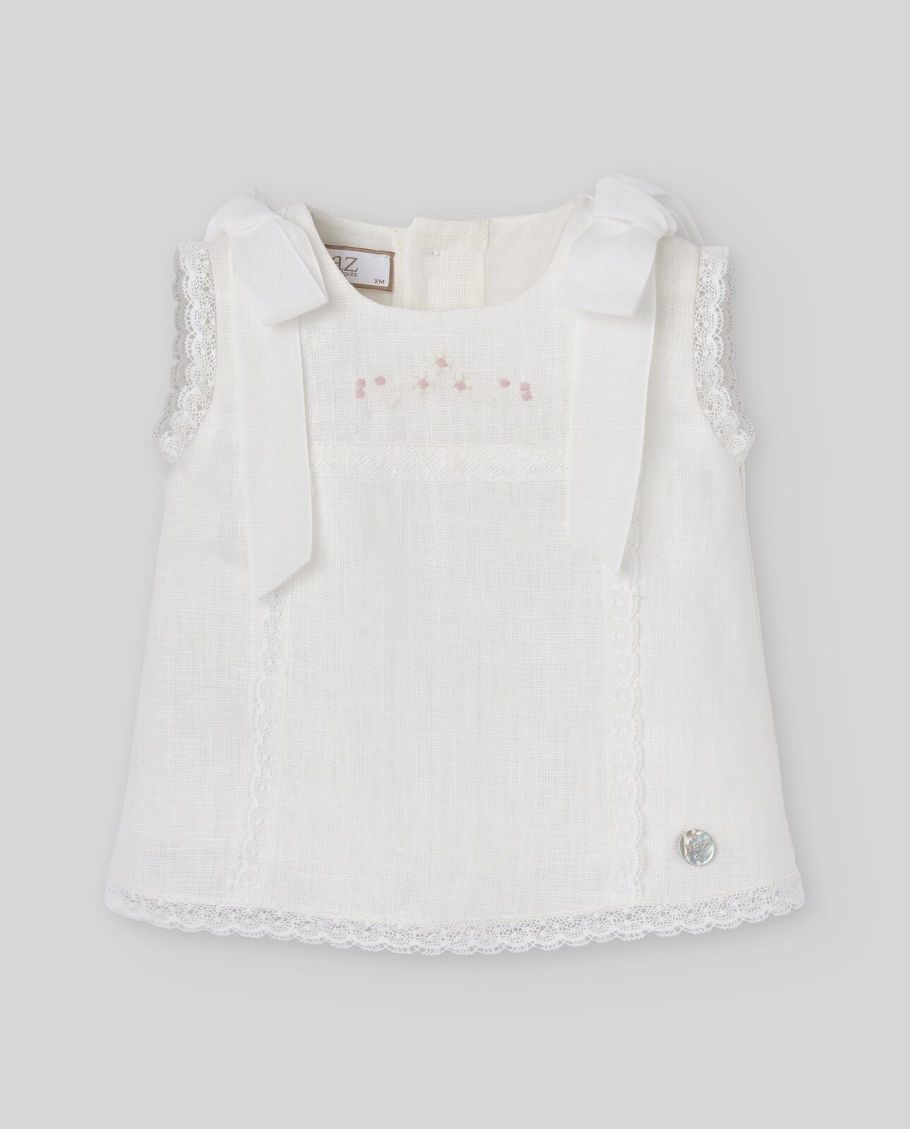 Conjunto de vestido corto con braguita para bebé colección alegra - PAZ Rodríguez - Crudo Crudo-3