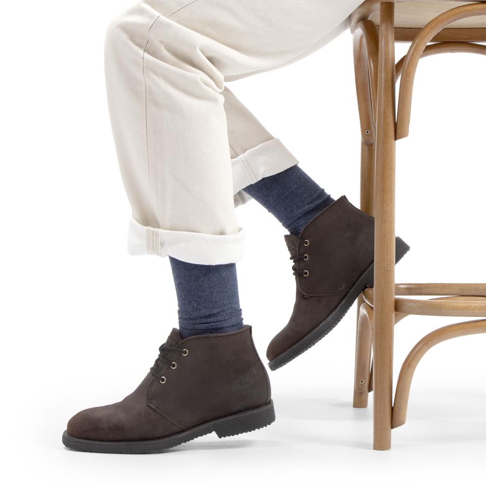 Imagen 2 de Botín de cordones en velour con forro de pelo natural - Panama Jack - Marrón oscuro Marrón oscuro