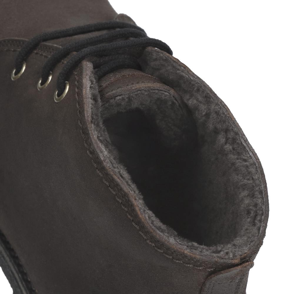 Imagen 5 de Botín de cordones en velour con forro de pelo natural - Panama Jack - Marrón oscuro Marrón oscuro