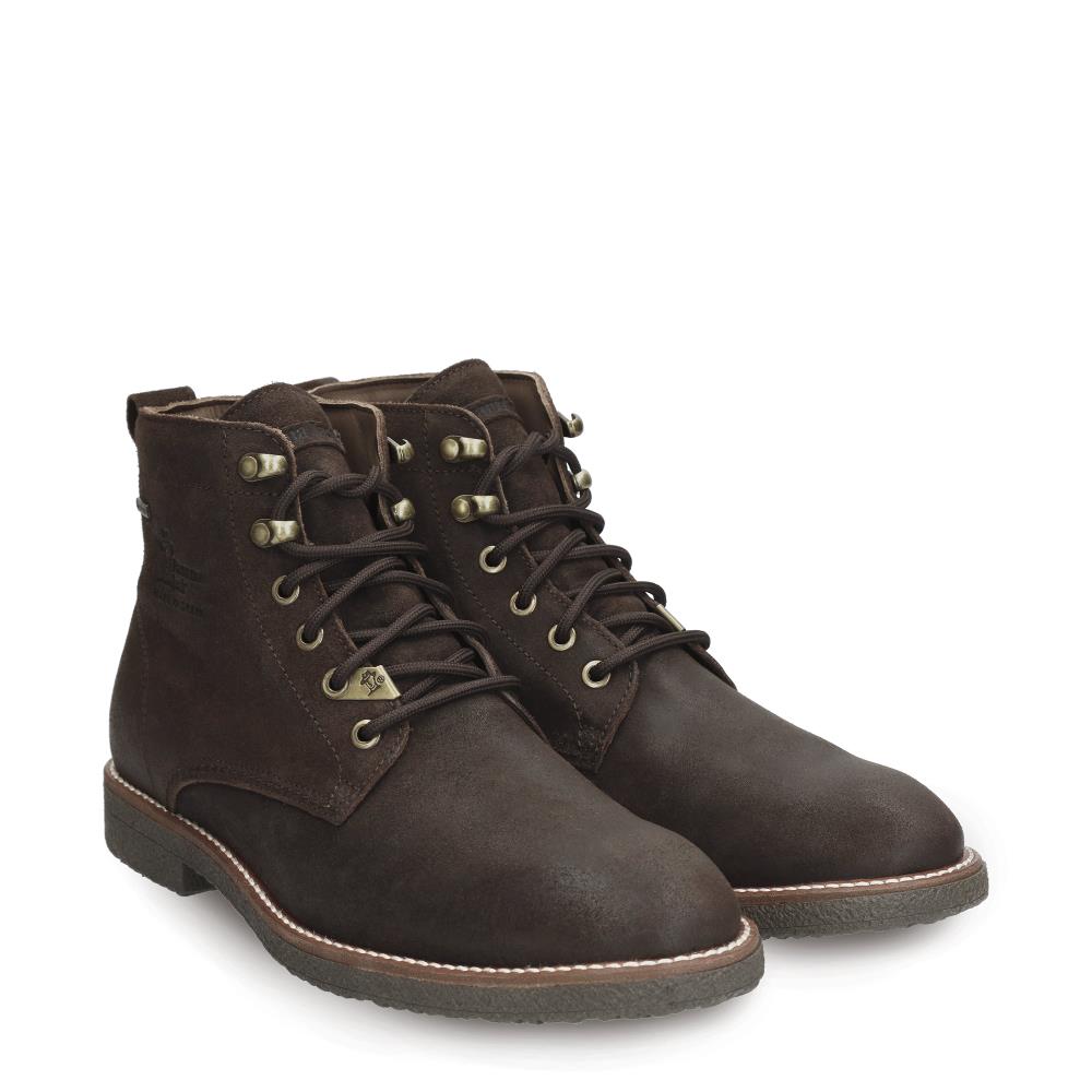 Imagen 5 de Botín de cordones en velour con forro de goretex - Panama Jack - Marrón oscuro Marrón oscuro