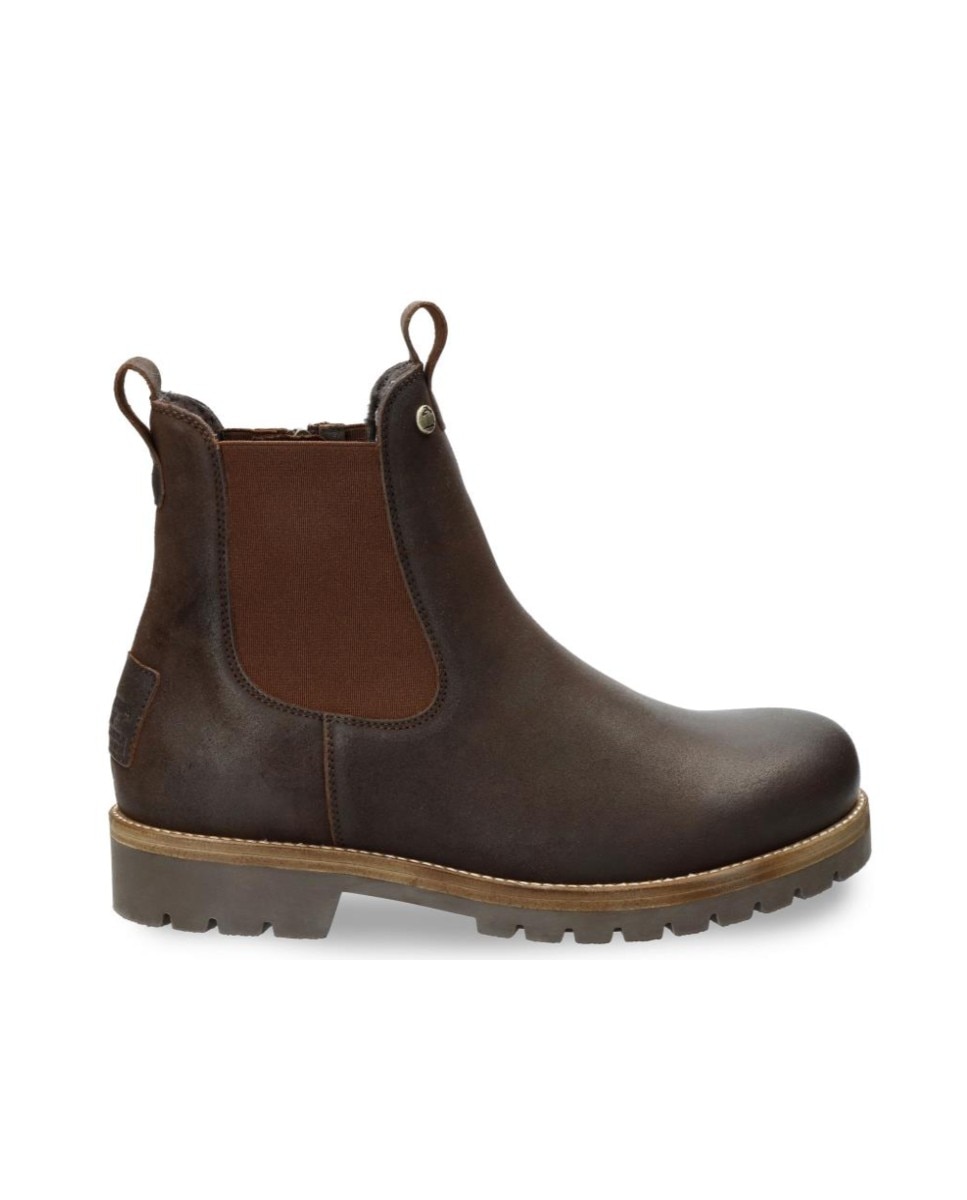 Imagen 1 de Botines chelsea en velour con forro de pelo natural - Panama Jack - Marrón oscuro Marrón oscuro