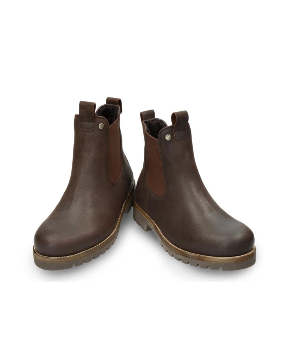 Imagen 3 de Botines chelsea en velour con forro de pelo natural - Panama Jack - Marrón oscuro Marrón oscuro
