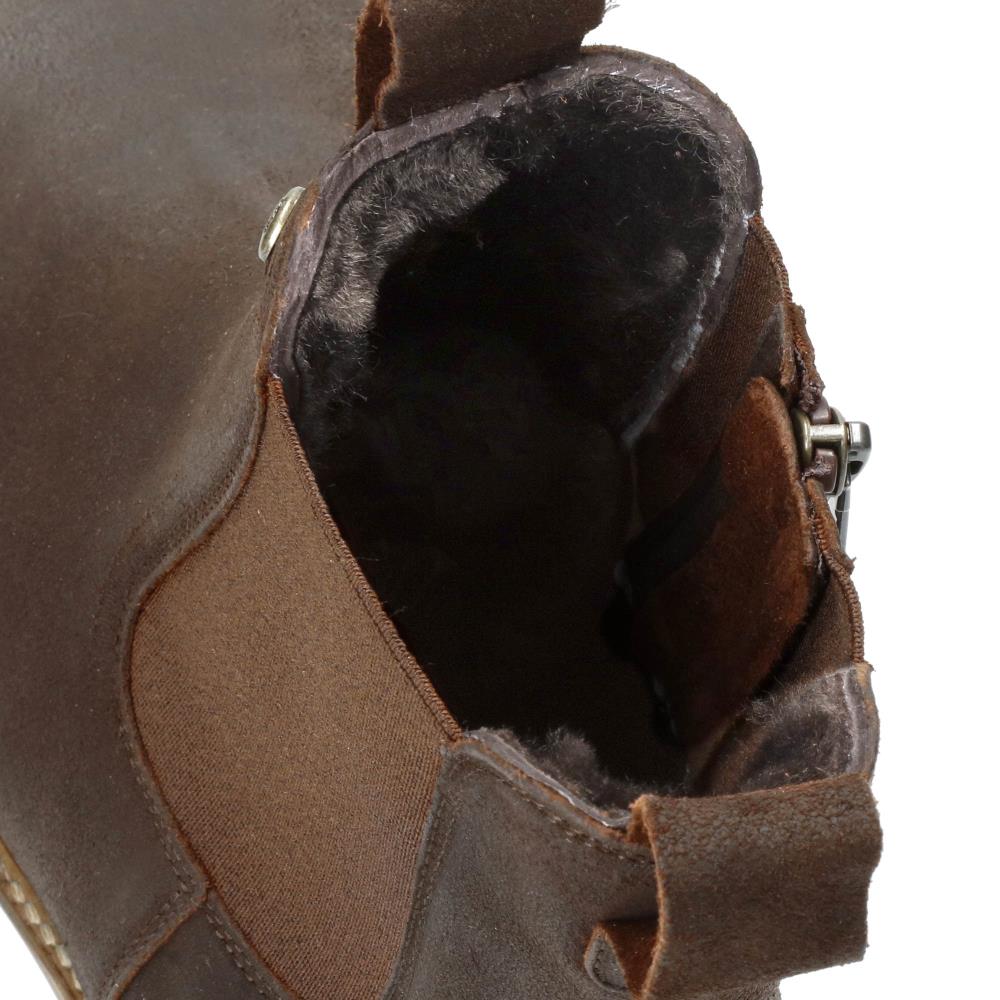 Imagen 5 de Botines chelsea en velour con forro de pelo natural - Panama Jack - Marrón oscuro Marrón oscuro