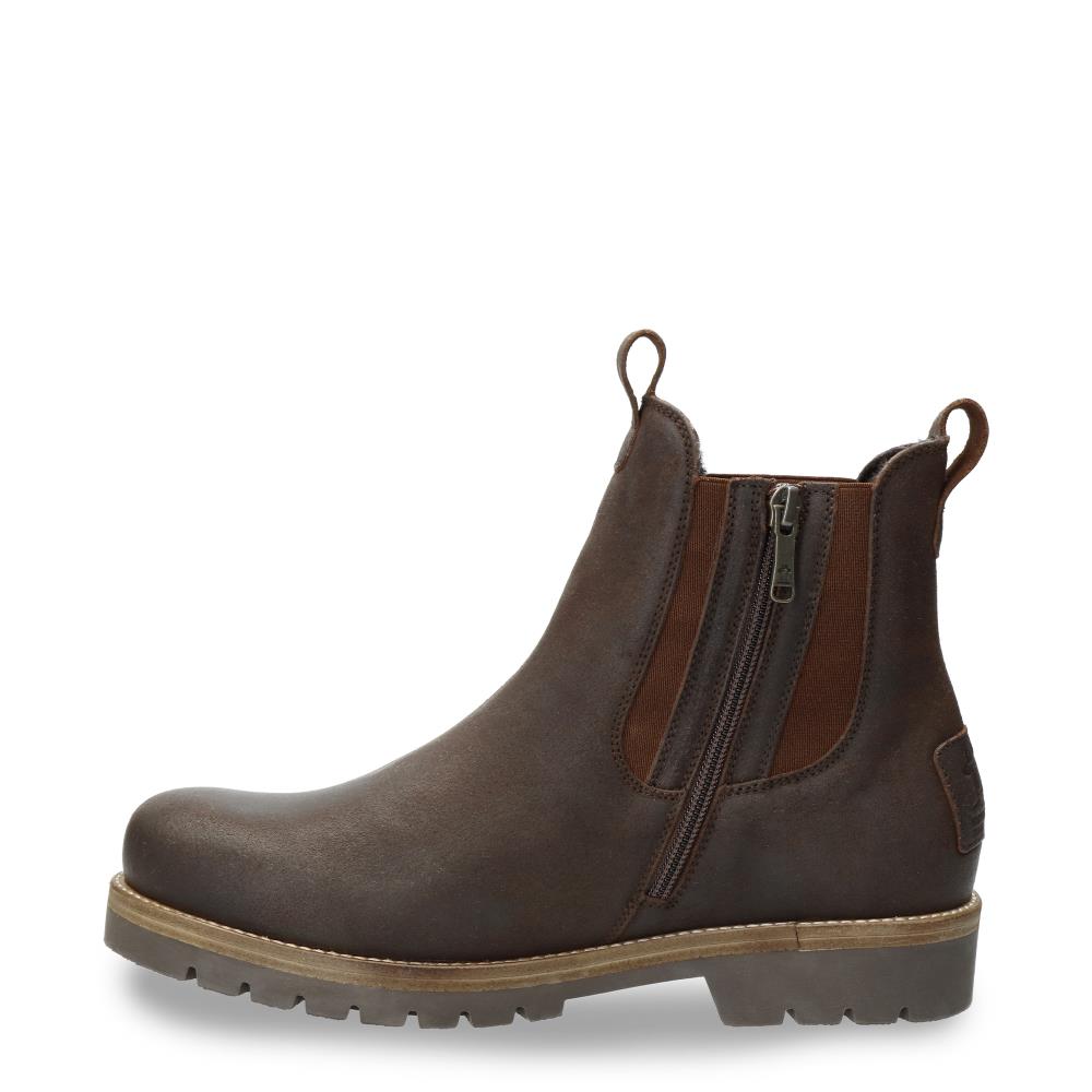 Imagen 7 de Botines chelsea en velour con forro de pelo natural - Panama Jack - Marrón oscuro Marrón oscuro
