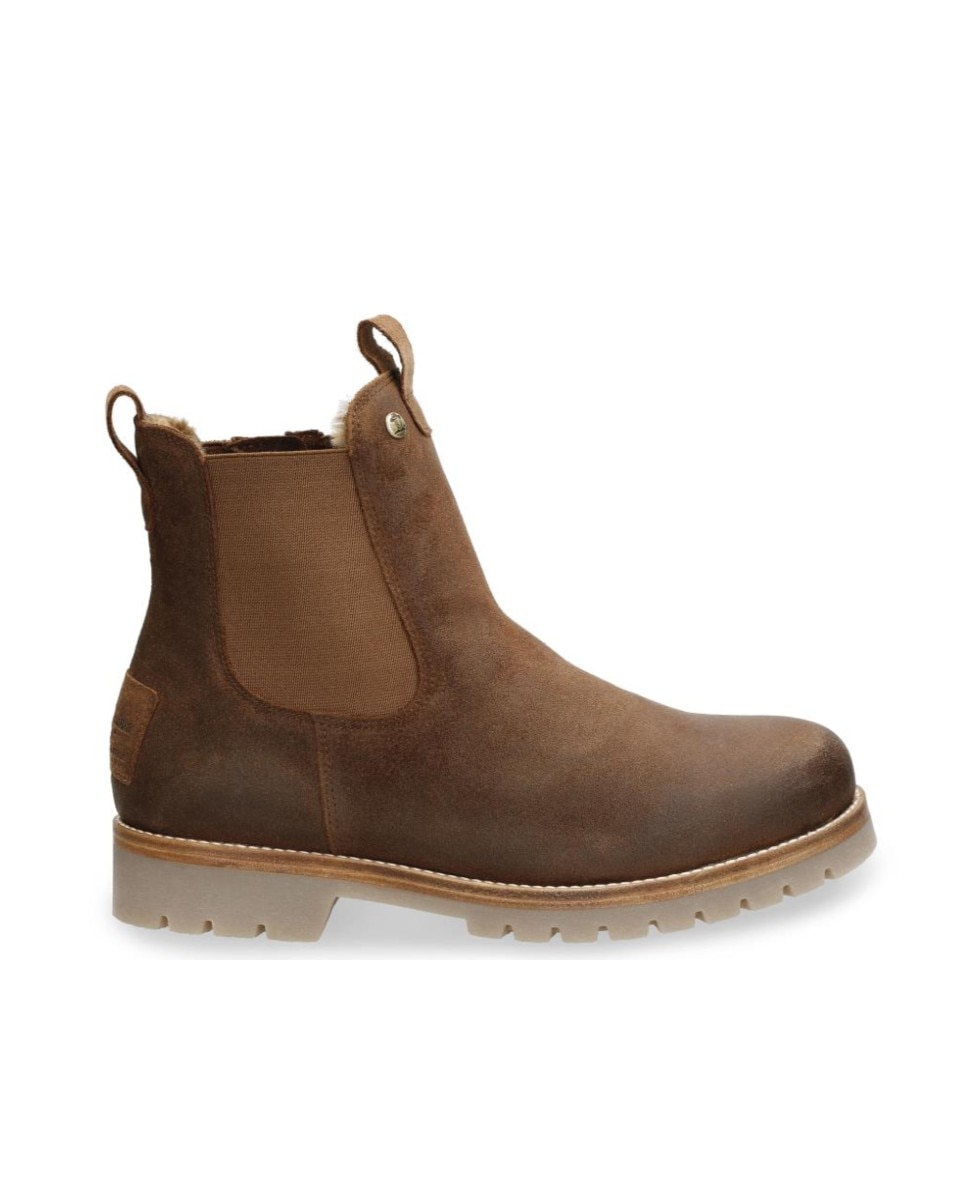Imagen 1 de Botines chelsea en velour con forro de pelo natural - Panama Jack - Cuero Cuero