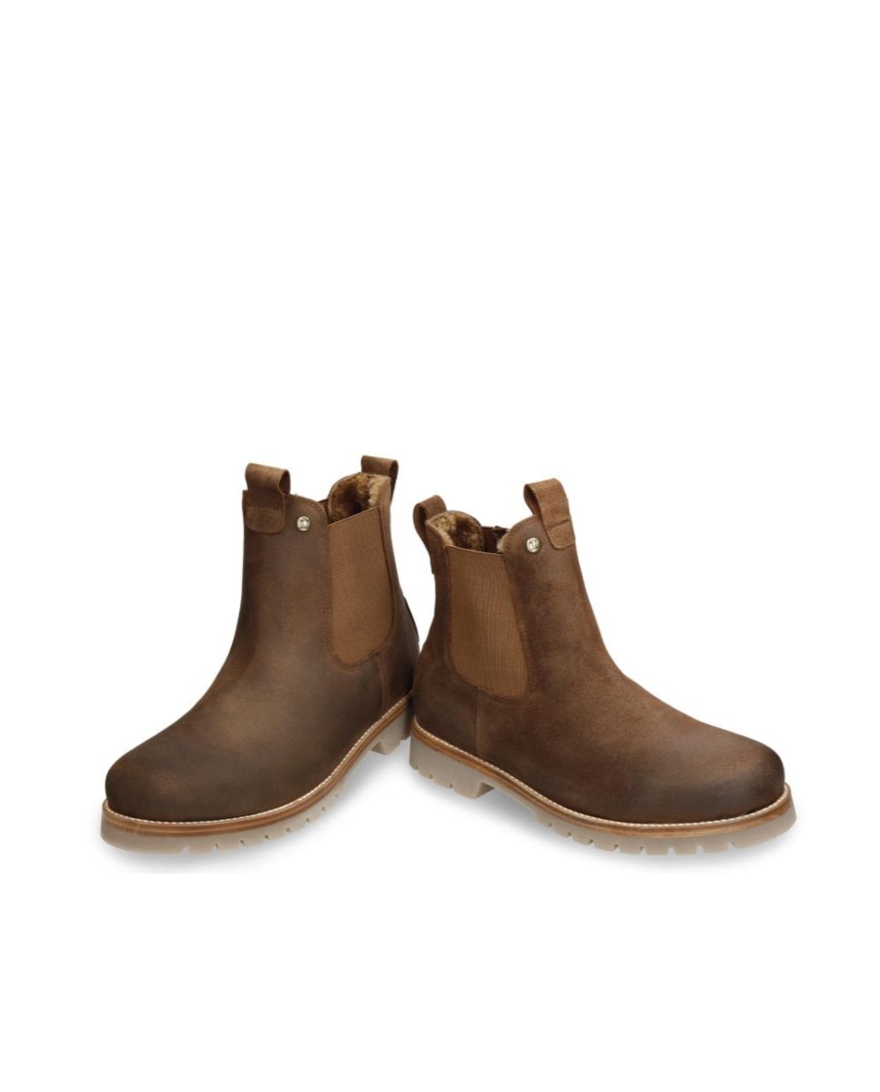 Imagen 2 de Botines chelsea en velour con forro de pelo natural - Panama Jack - Cuero Cuero