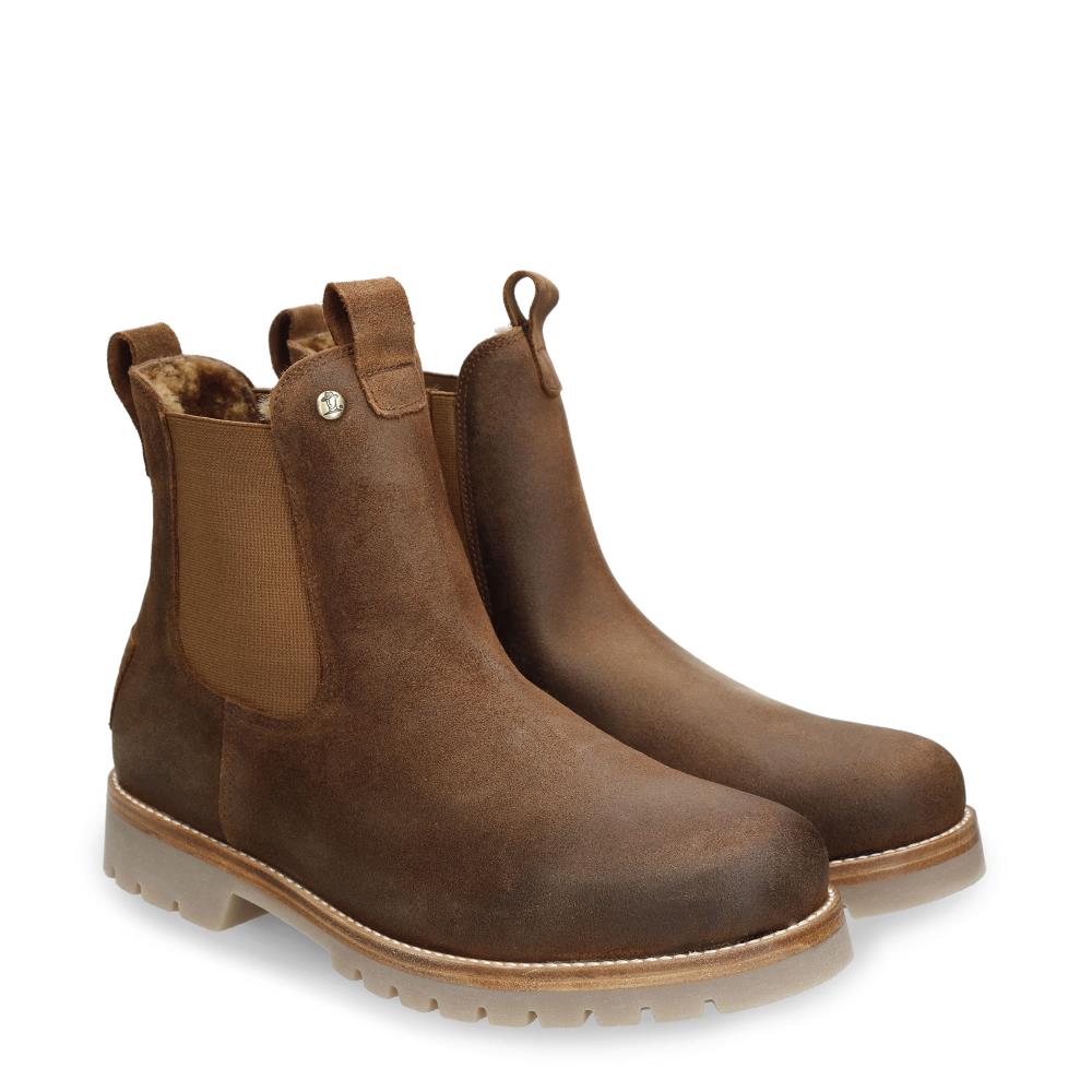 Imagen 5 de Botines chelsea en velour con forro de pelo natural - Panama Jack - Cuero Cuero