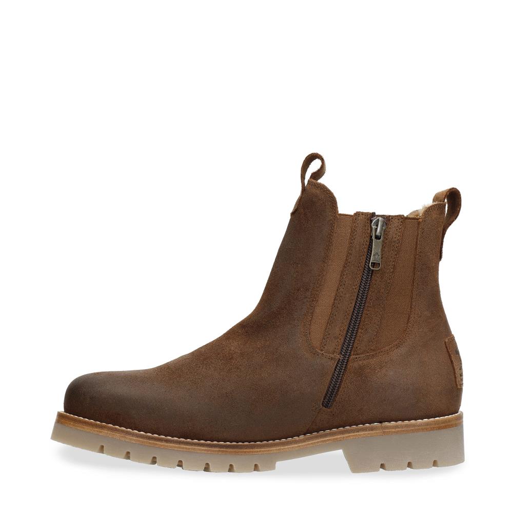 Imagen 6 de Botines chelsea en velour con forro de pelo natural - Panama Jack - Cuero Cuero