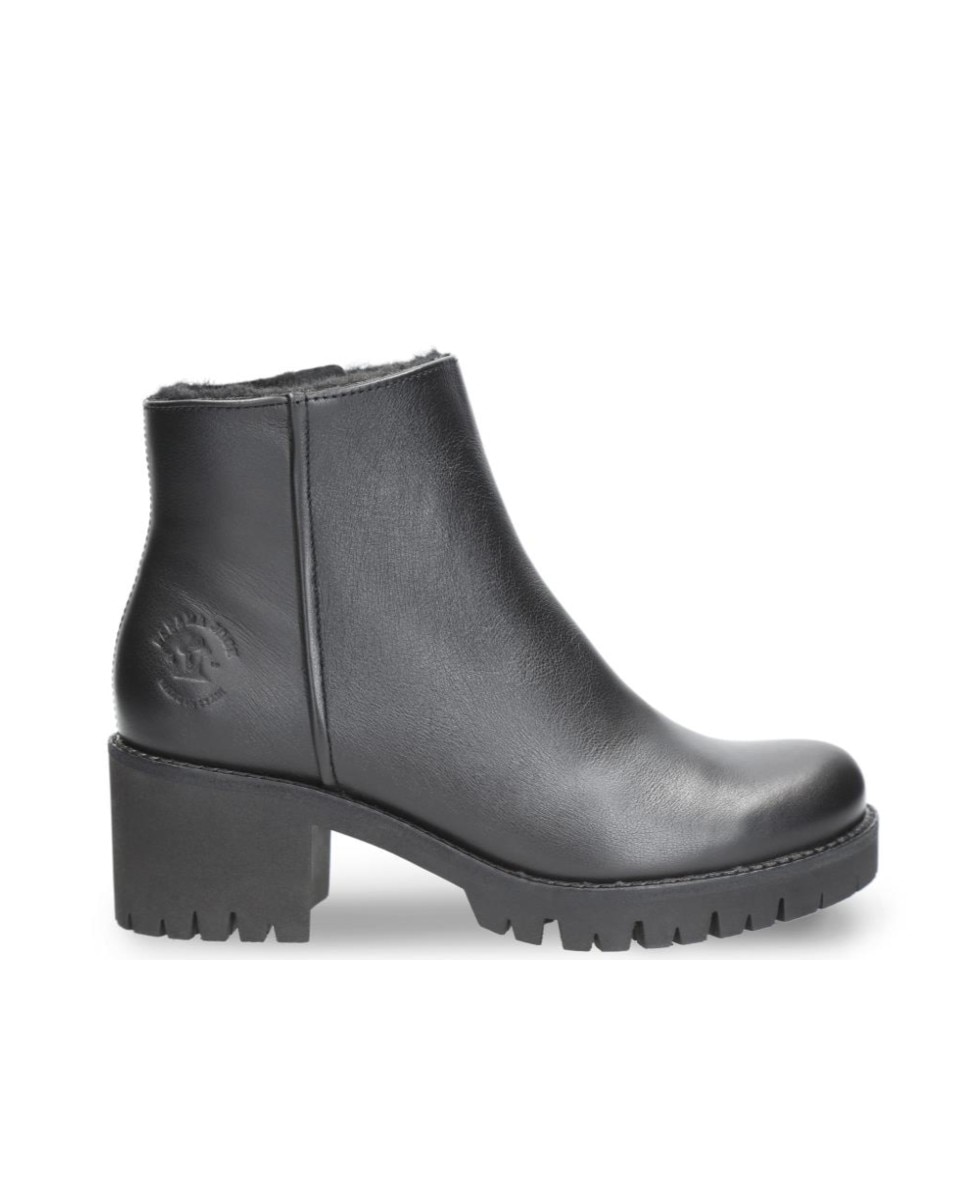 Imagen 0 de Botines en piel con forro de pelo sintético Negro