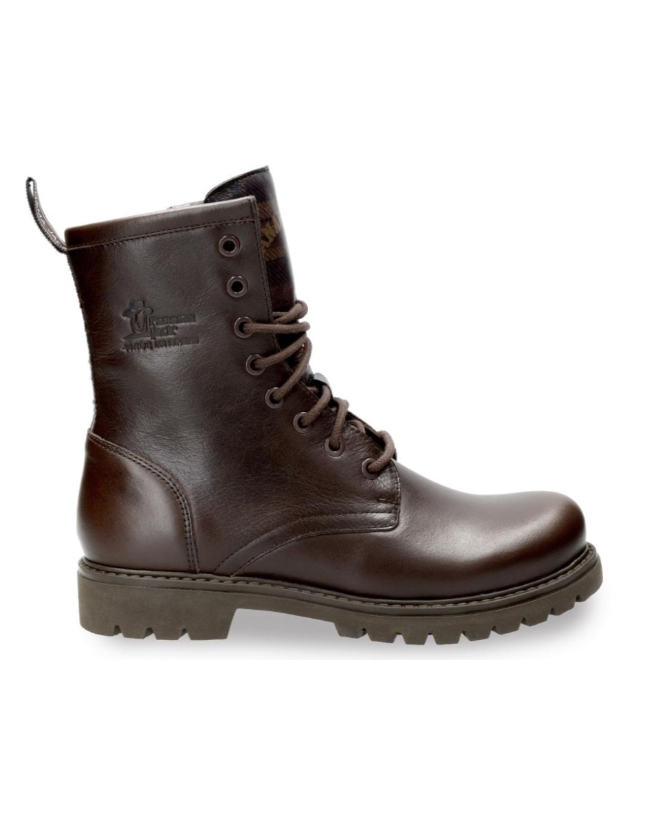 Imagen 0 de Botas militares en piel con forro de piel Marrón oscuro