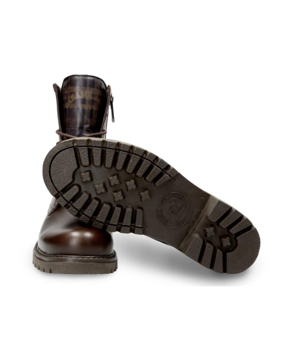 Botas militares en piel con forro de piel - Panama Jack - Marrón oscuro Marrón oscuro-4