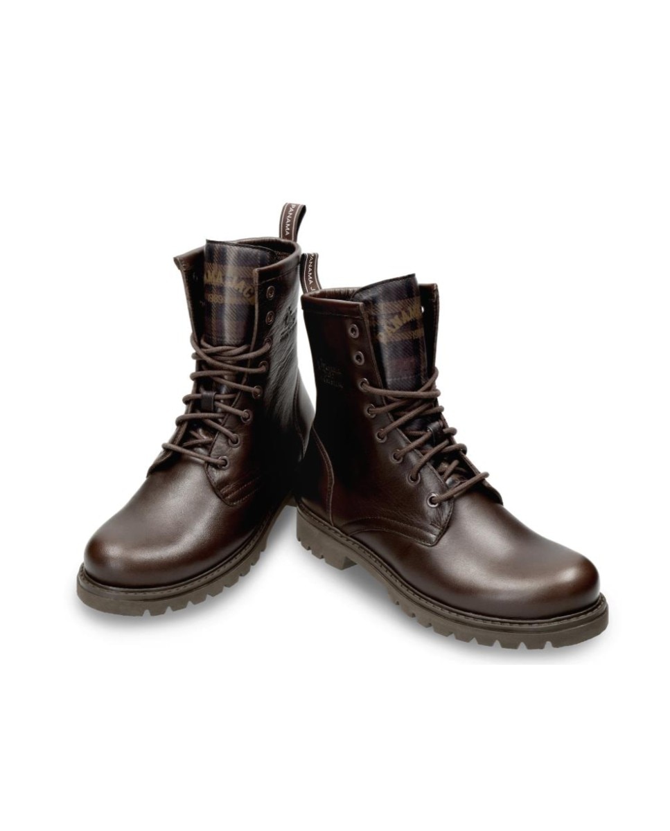 Botas militares en piel con forro de piel - Panama Jack - Marrón oscuro Marrón oscuro-3