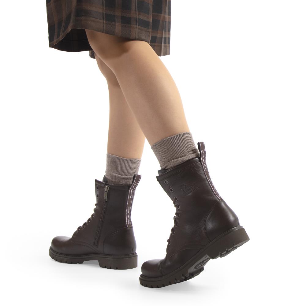 Botas militares en piel con forro de piel - Panama Jack - Marrón oscuro Marrón oscuro-2
