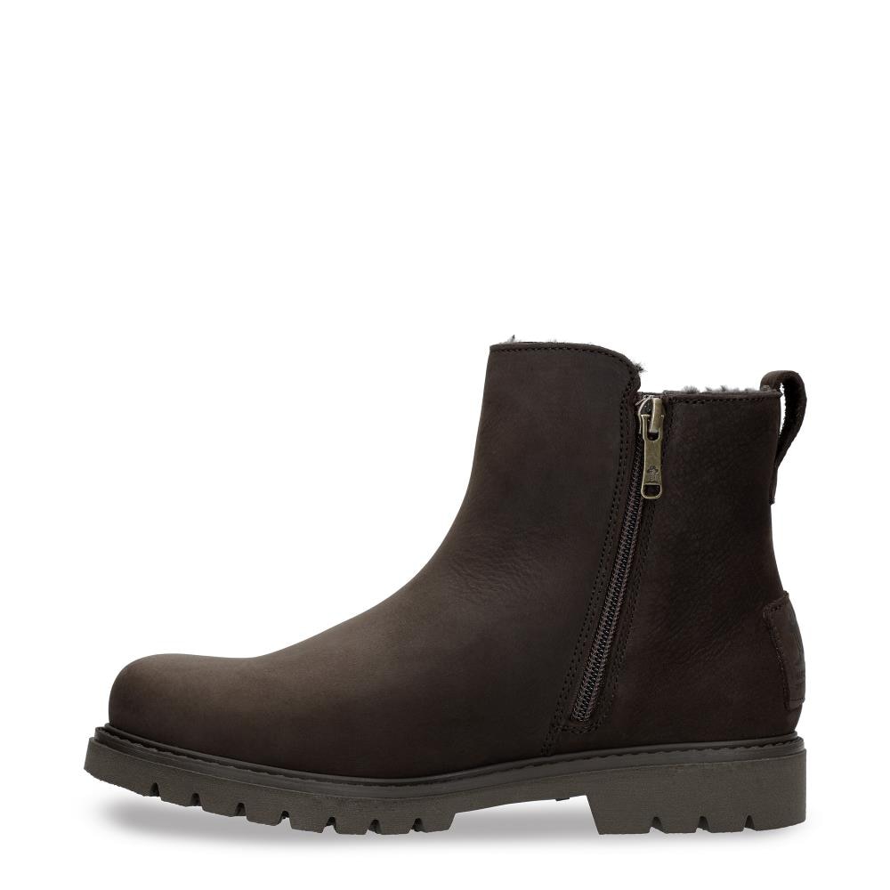 Botines biker en piel con forro de pelo natural - Panama Jack - Marrón oscuro Marrón oscuro-6