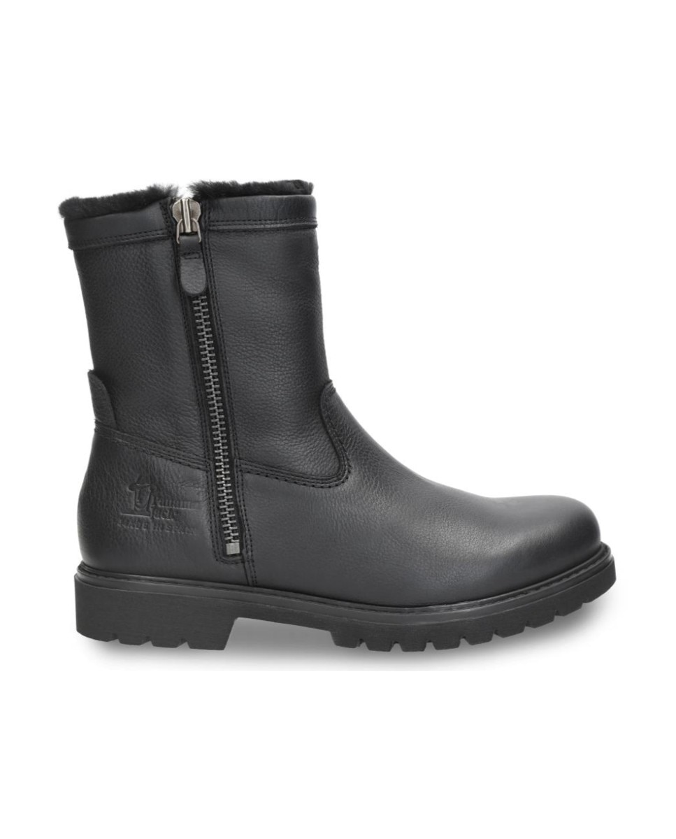 Imagen 0 de Bota en piel con forro de pelo natural Negro
