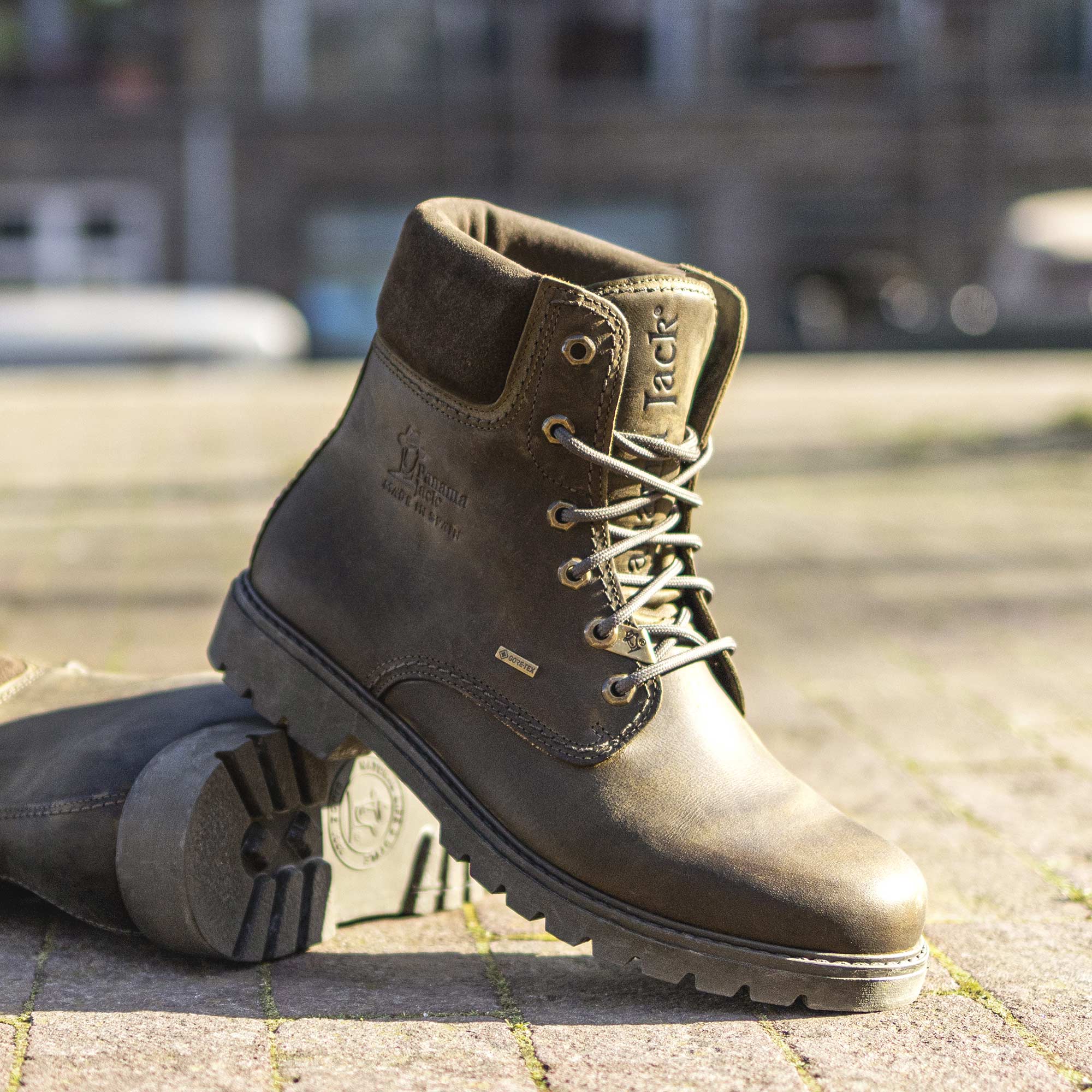 Botas de hombre en piel con forro de goretex - Panama Jack - Kaki Kaki-4