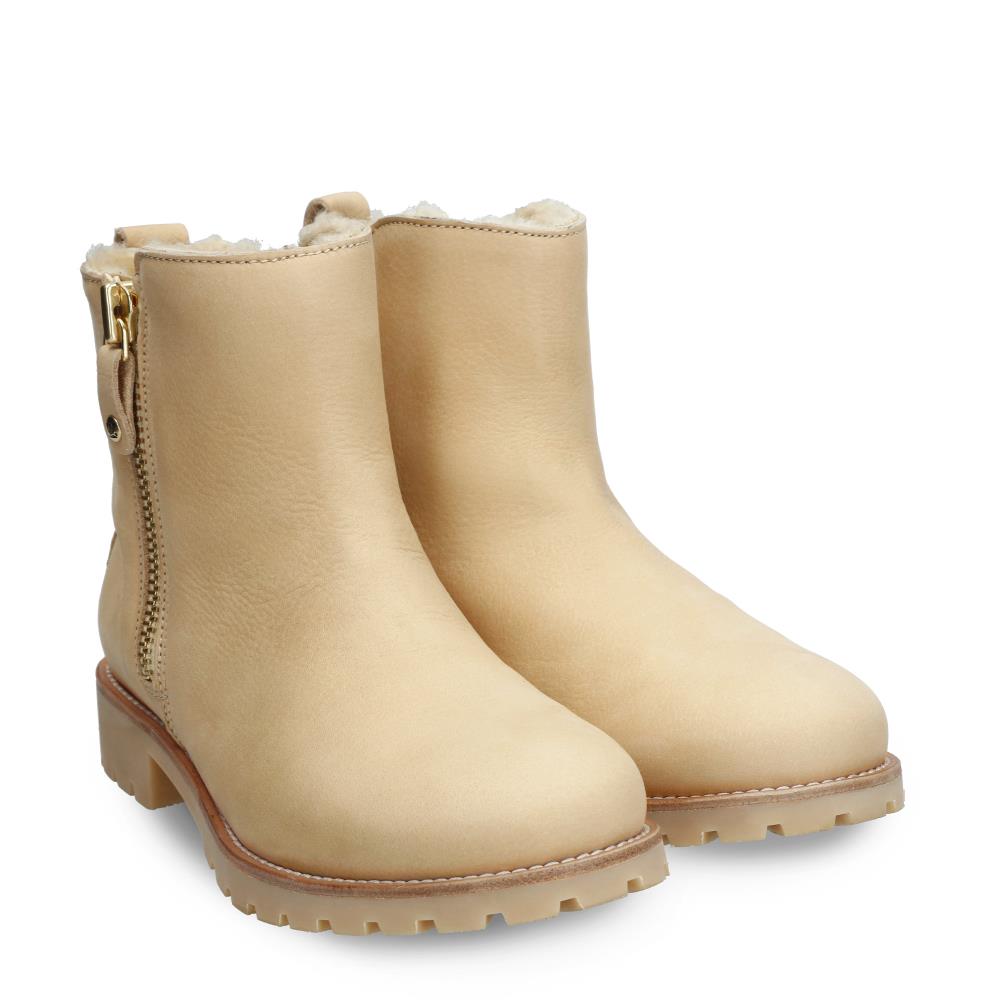 Botines de mujer en piel con forro de pelo sintético - Panama Jack - Crema Crema-3