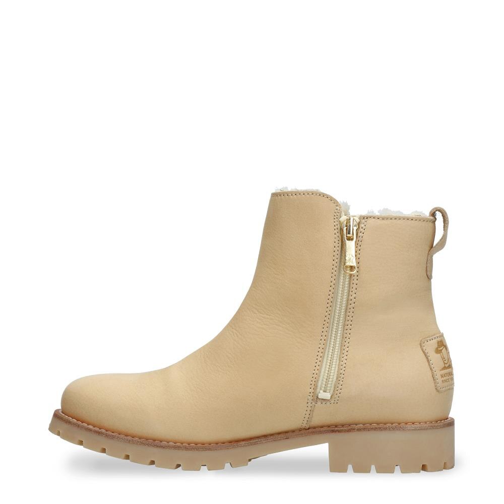 Botines de mujer en piel con forro de pelo sintético - Panama Jack - Crema Crema-8