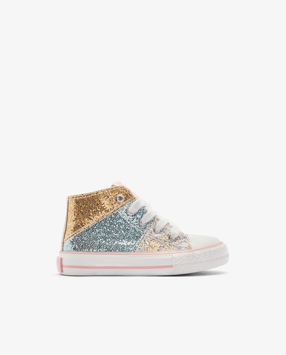 Zapatillas altas de niña acabado glitter en multicolor · Conguitos