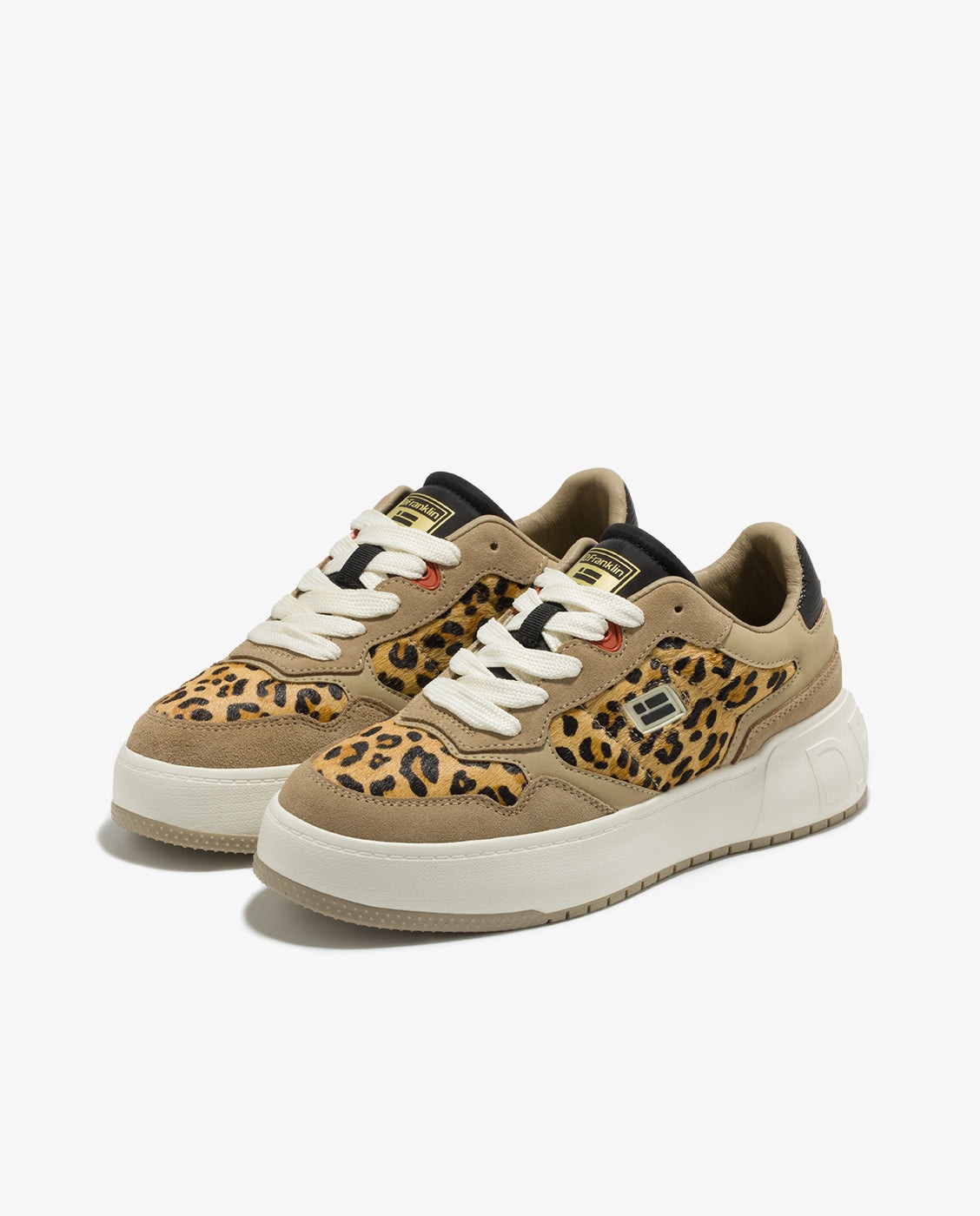Zapatillas deportivas de mujer de piel con estampado animal print - D.Franklin - Beige Beige-3