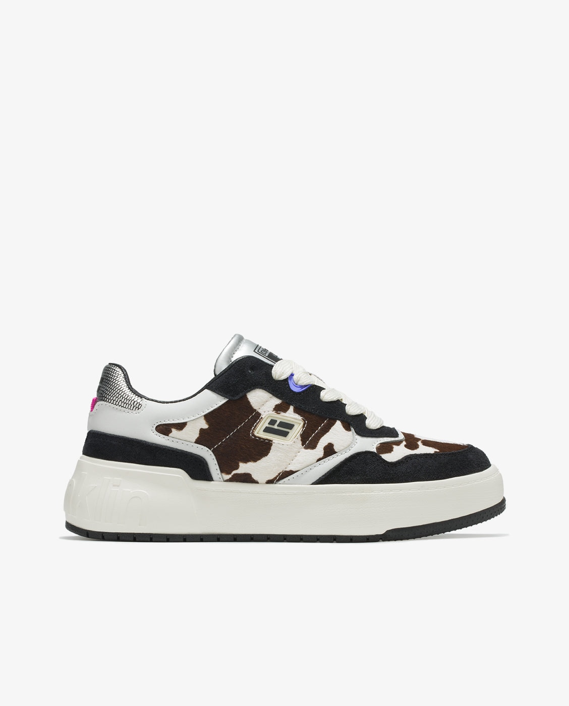 Zapatillas deportivas de mujer de piel con estampado animal print - D.Franklin - Blanco / Negro Blanco / Negro-1