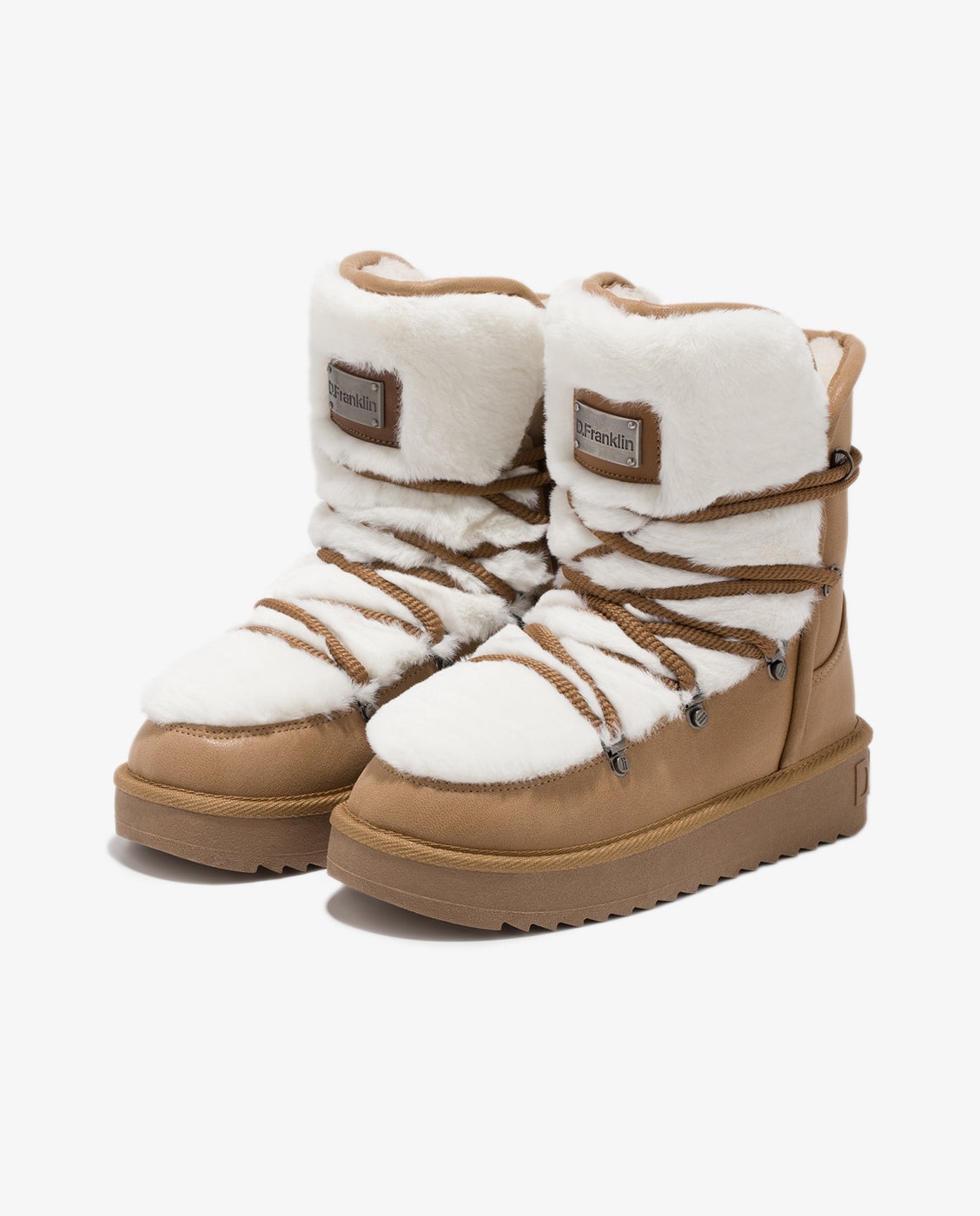 Botas de mujer estilo australianas con forro de pelo Nordic trk - D.Franklin - Marrón / Blanco roto Marrón / Blanco roto-3
