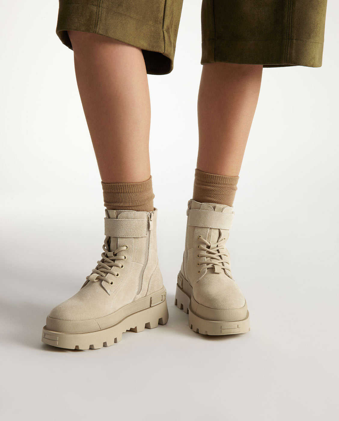 Botas de mujer corte medio All track strap - D.Franklin - Beige Beige-2