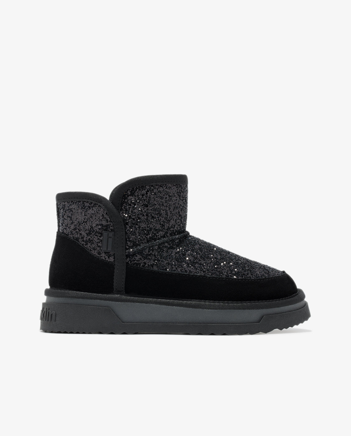 D.Franklin - Botas de mujer de ante con forro interior Atlas glitter negro.