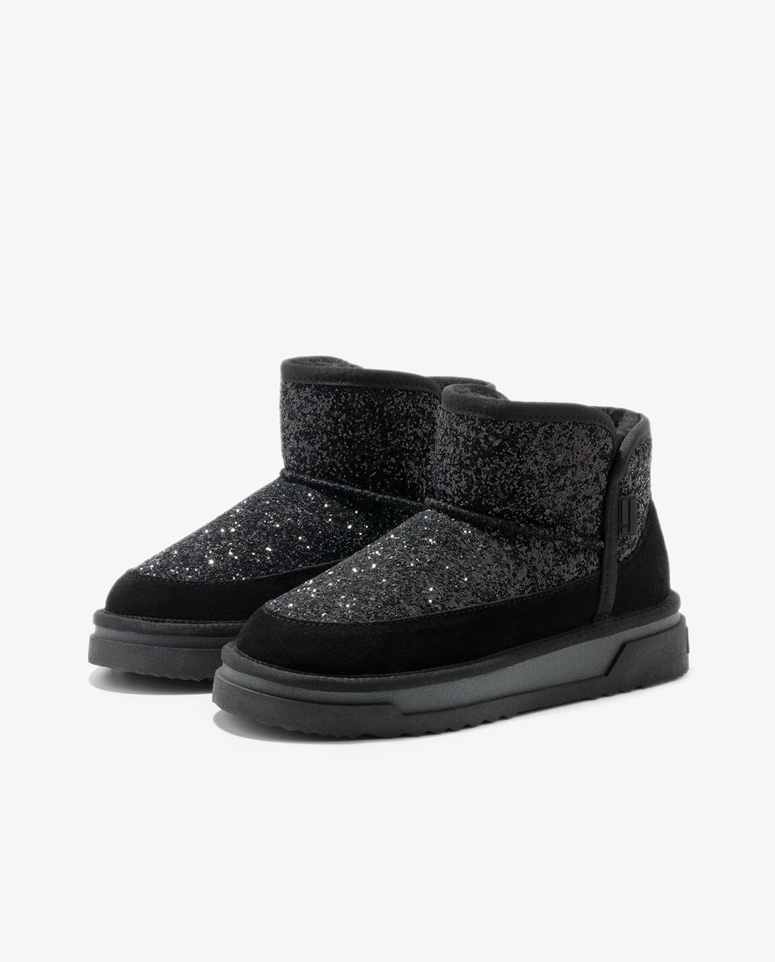 Botas de mujer de ante con forro interior Atlas glitter - D.Franklin - Negro Negro-3