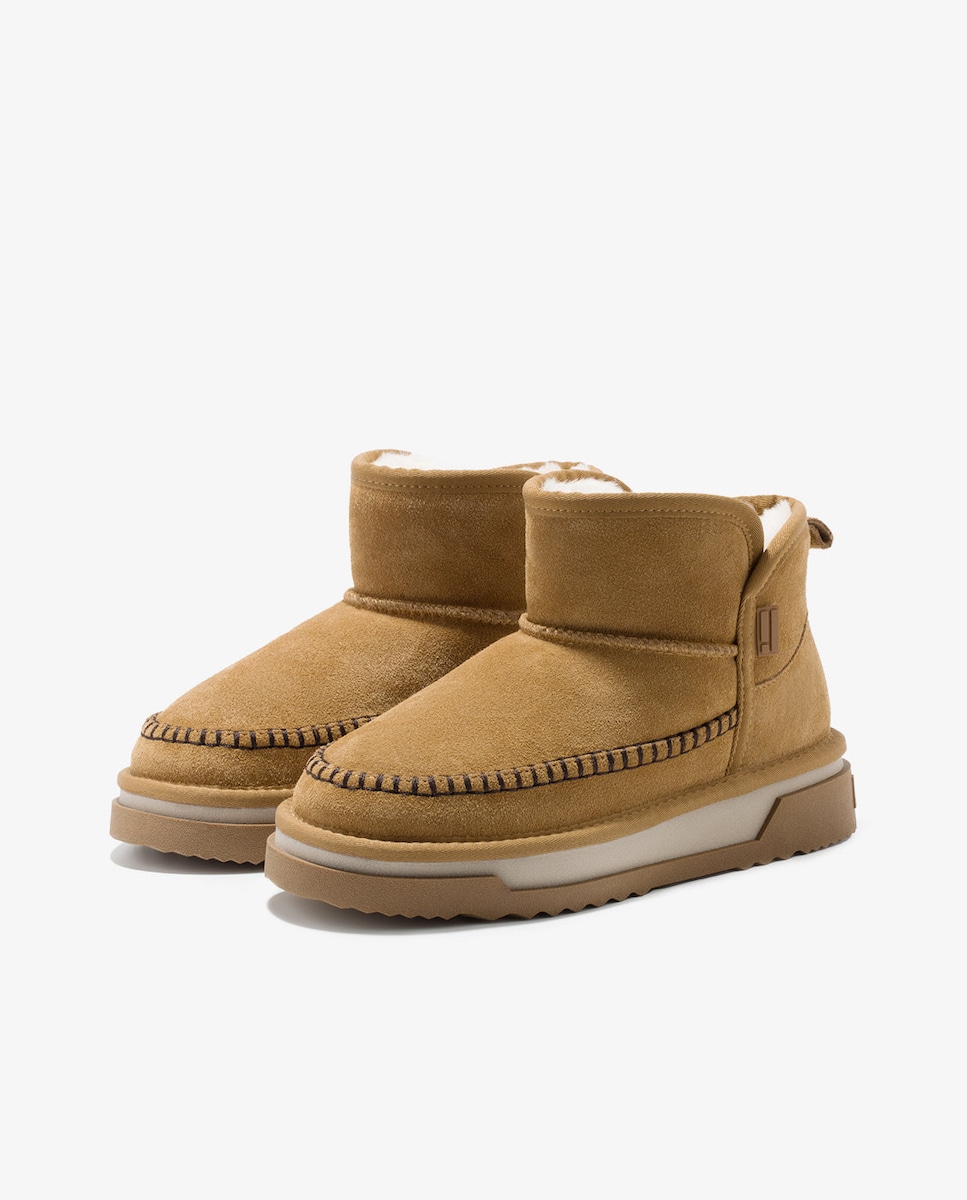 Botas de mujer con ante y forro interior Atlas basic Camel-2
