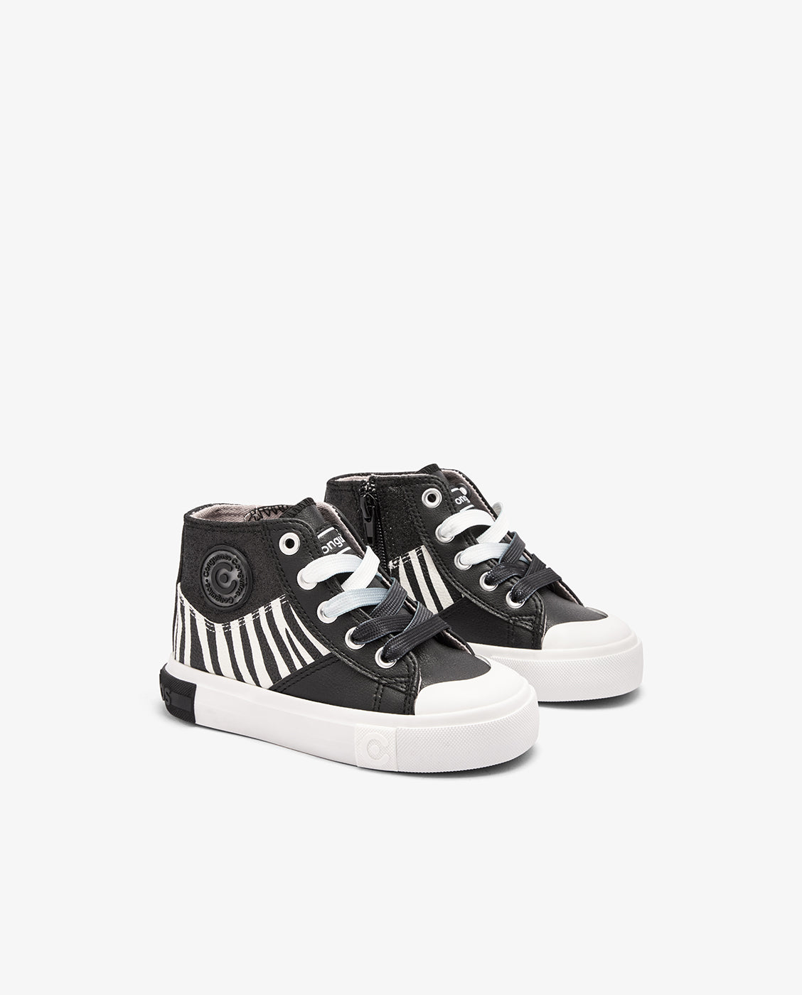 Imagen 2 de Zapatillas altas de niña con estampado animal print cebra - Conguitos - Negro Negro