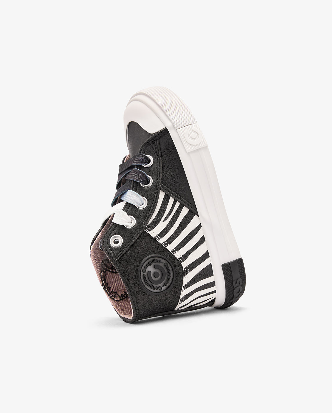 Imagen 3 de Zapatillas altas de niña con estampado animal print cebra - Conguitos - Negro Negro