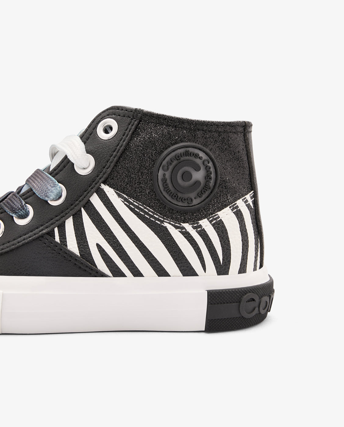 Imagen 4 de Zapatillas altas de niña con estampado animal print cebra - Conguitos - Negro Negro